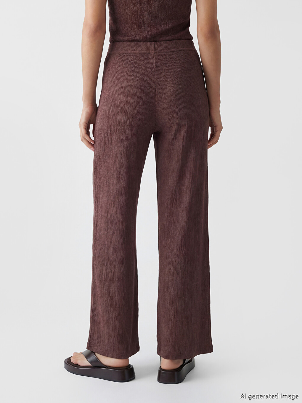 Elastic Waist Textured Women's Trousers-3