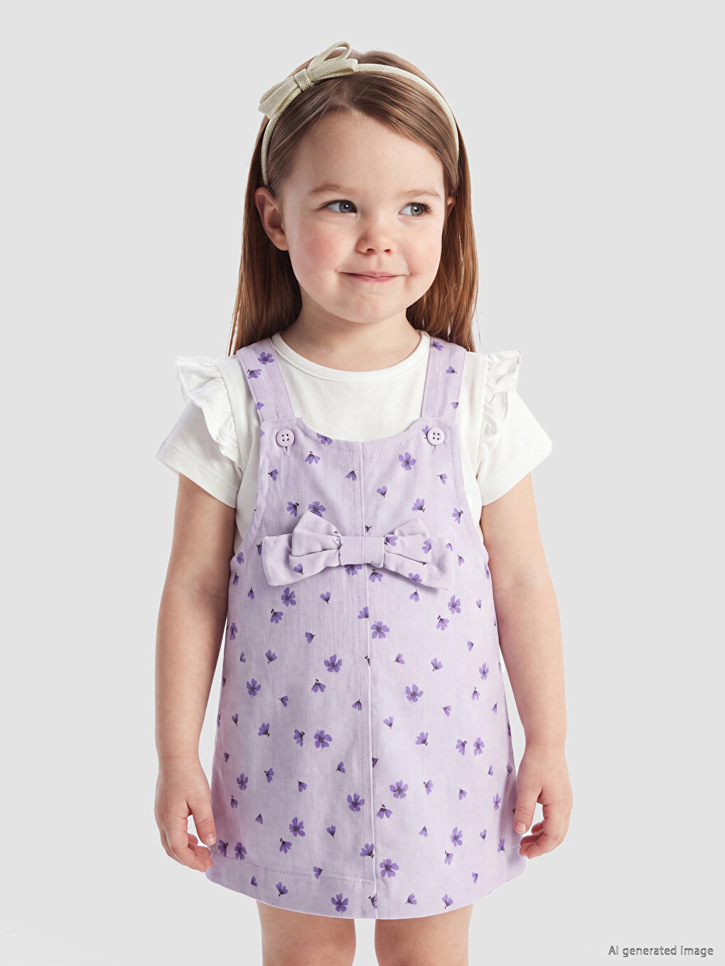 Floral Baby Girls' Dungaree Dress And T-shirt-1