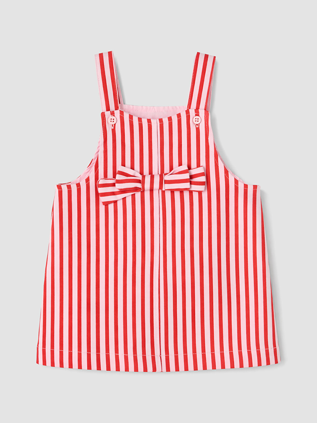 Pembe Çizgili Kız Bebek Gabardin Elbise-1