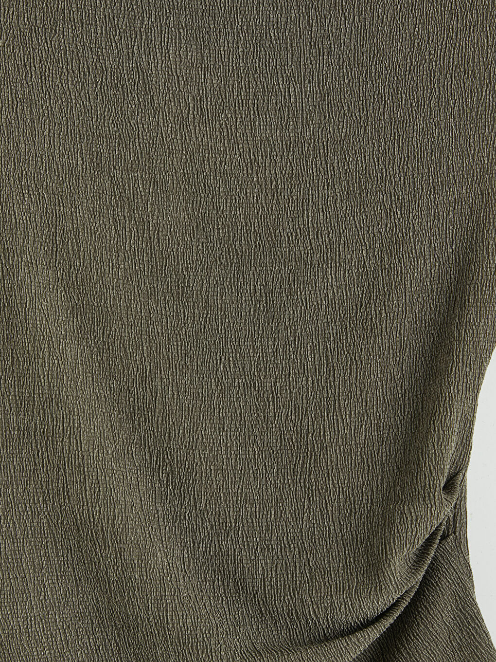 Haki Kayık Yaka Büzgülü Bluz-2