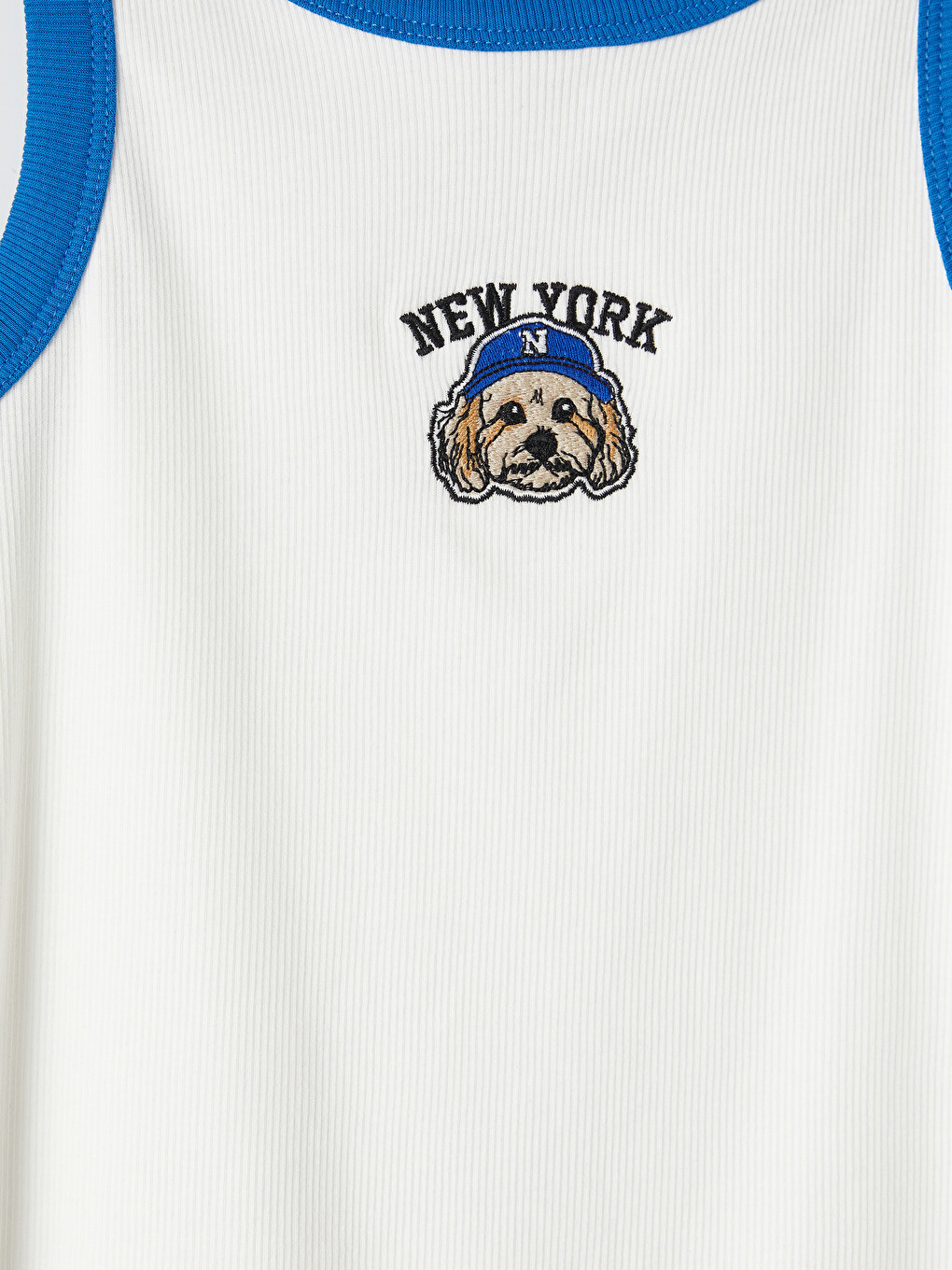 Ekru Bisiklet Yaka New York Nakışlı Kız Çocuk Atlet-1