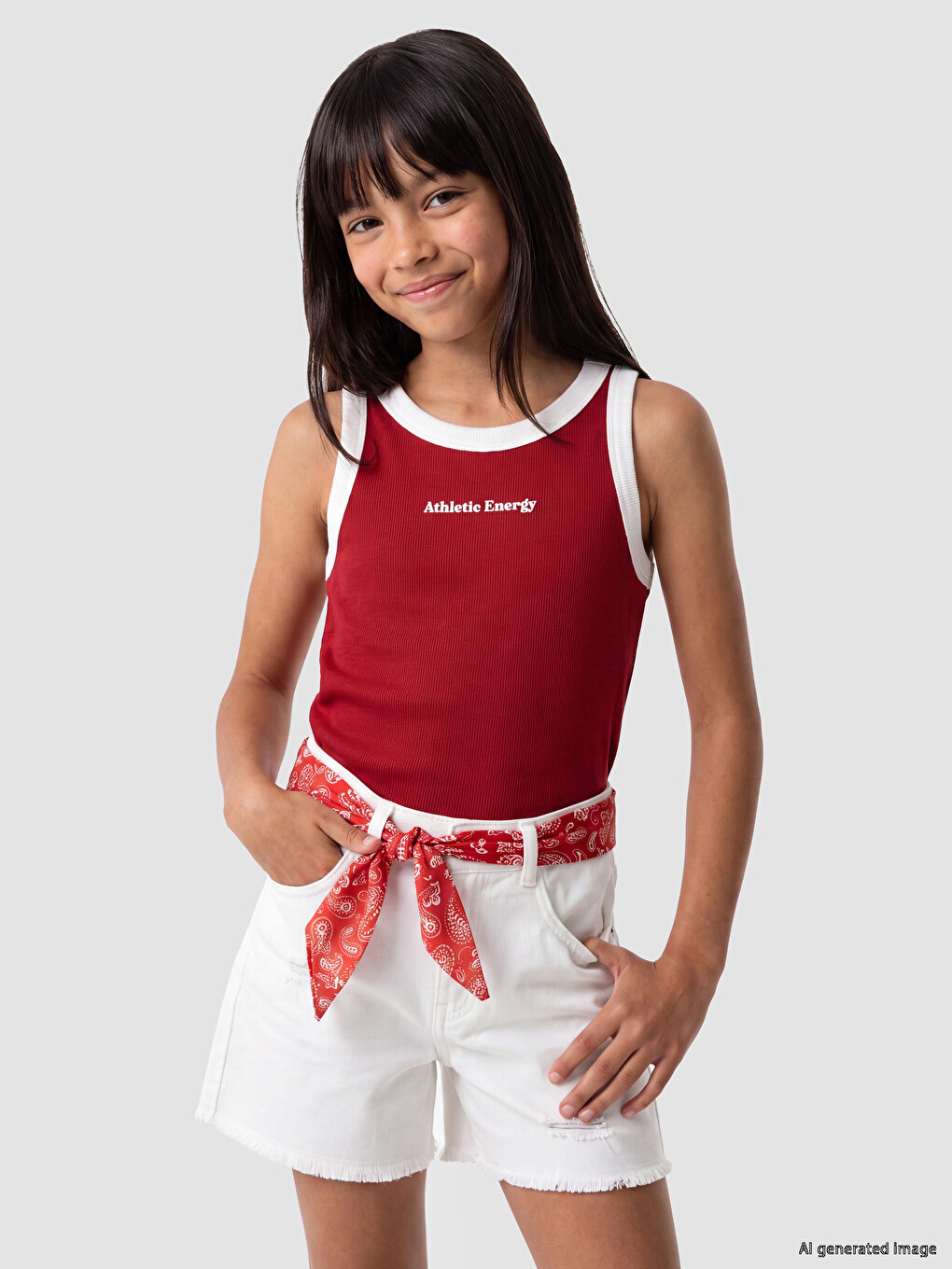 Crew Neck Printed Girls' Tank Top