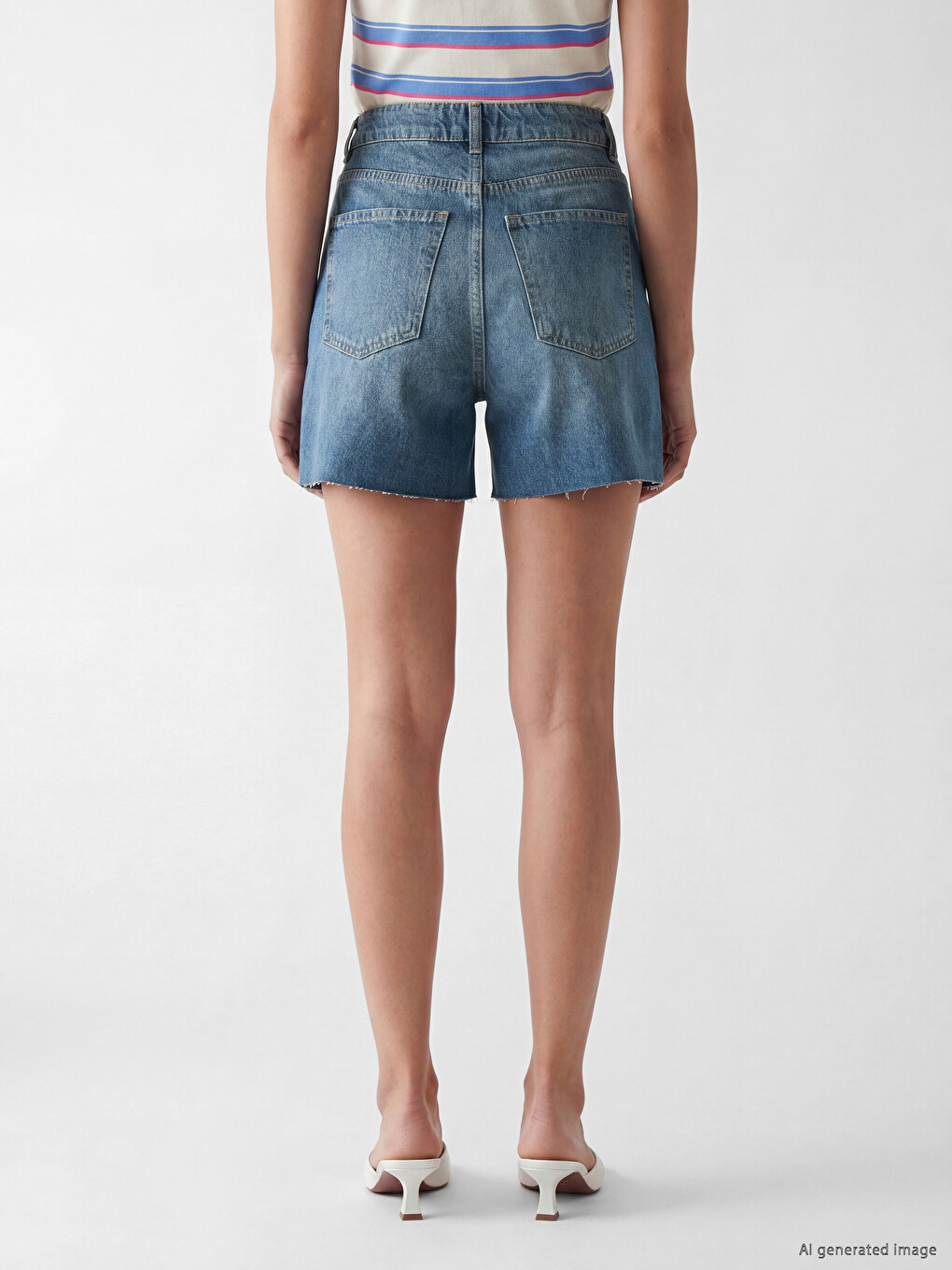 Cross Button Closure Women's Jean Shorts-3