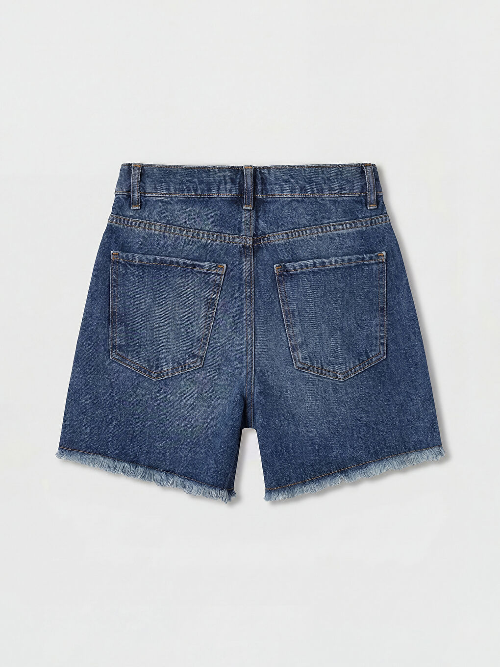 İndigo Yüksek Bel Kadın Jean Şort-1