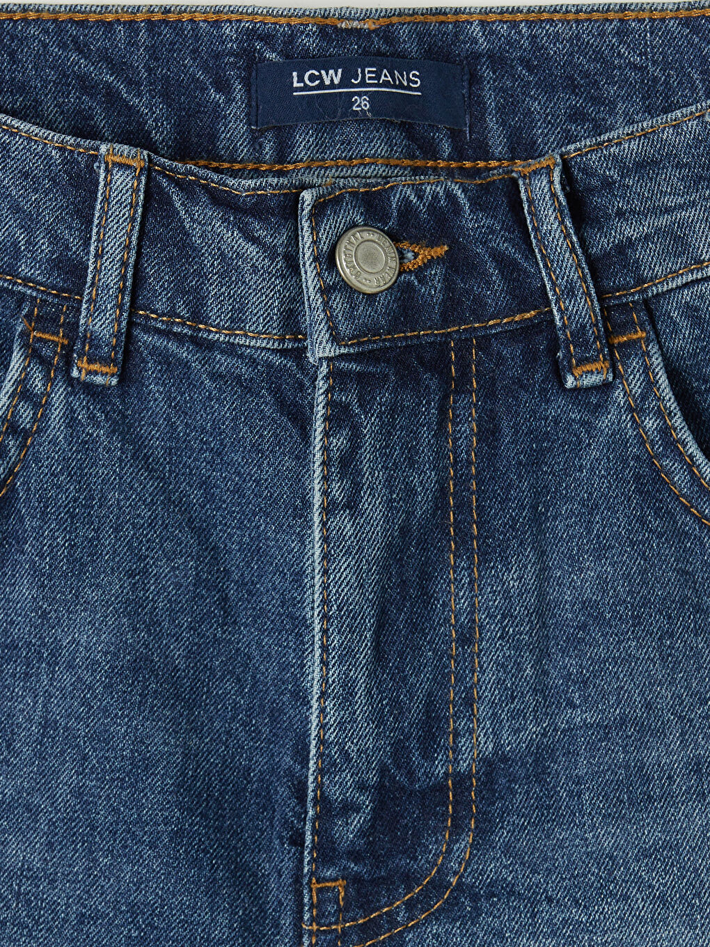 İndigo Yüksek Bel Kadın Jean Şort-2