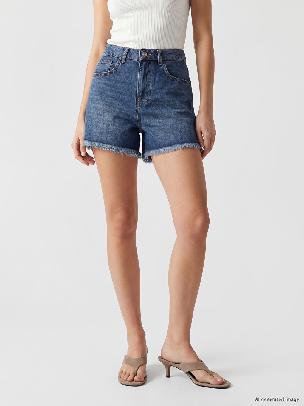High Waisted Women's Denim Shorts-1