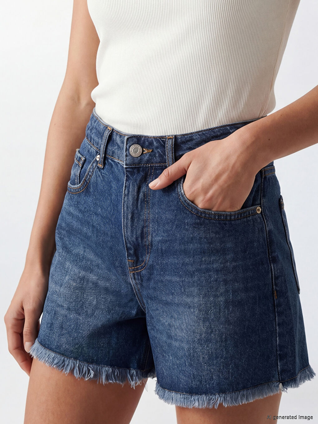 High Waisted Women's Denim Shorts-2