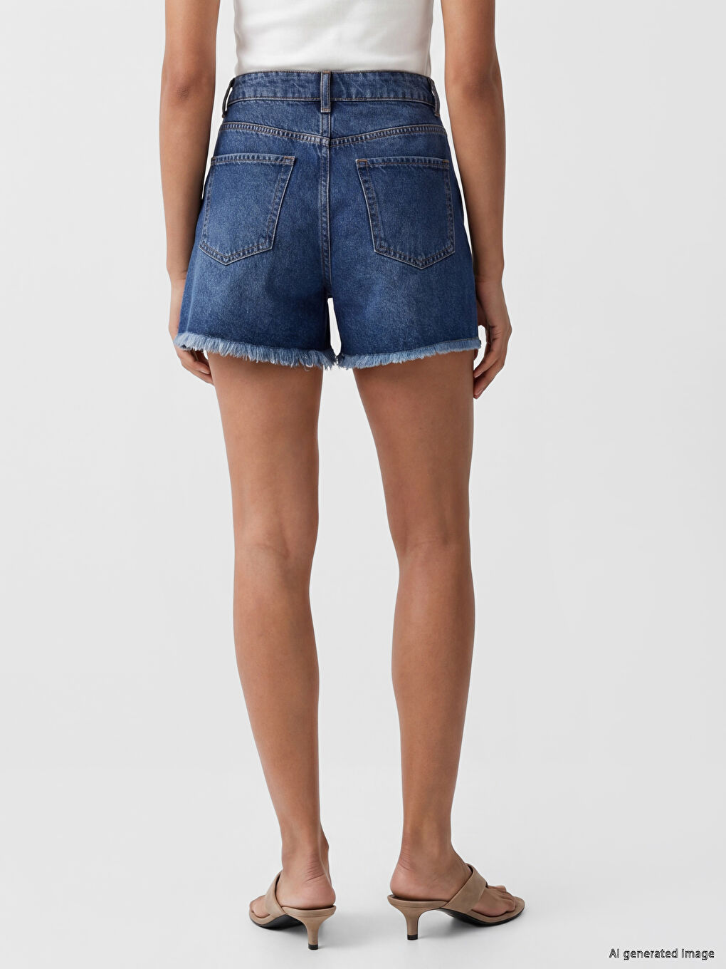 High Waisted Women's Denim Shorts-3