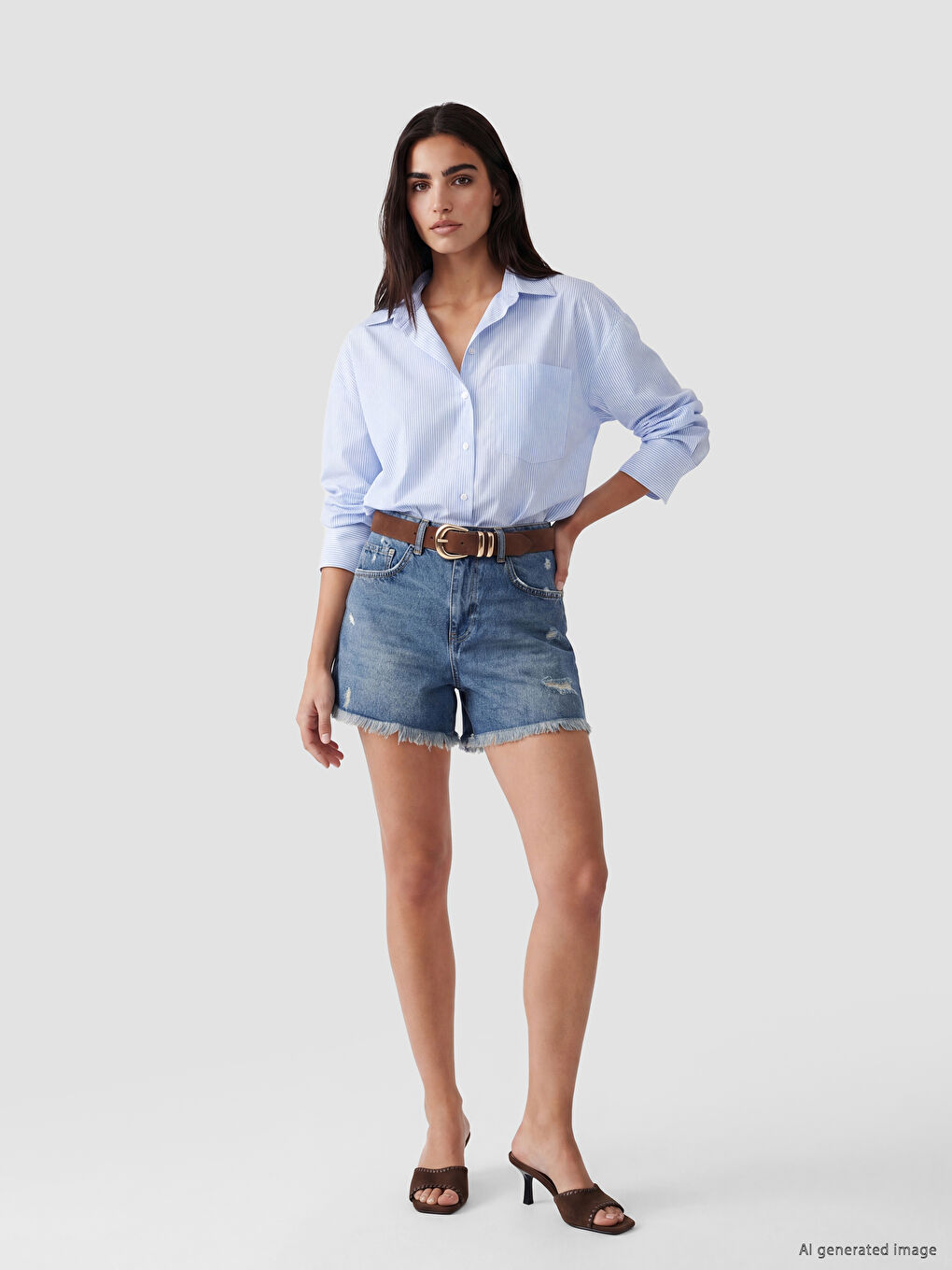 High Waisted Fringed Women's Jean Shorts