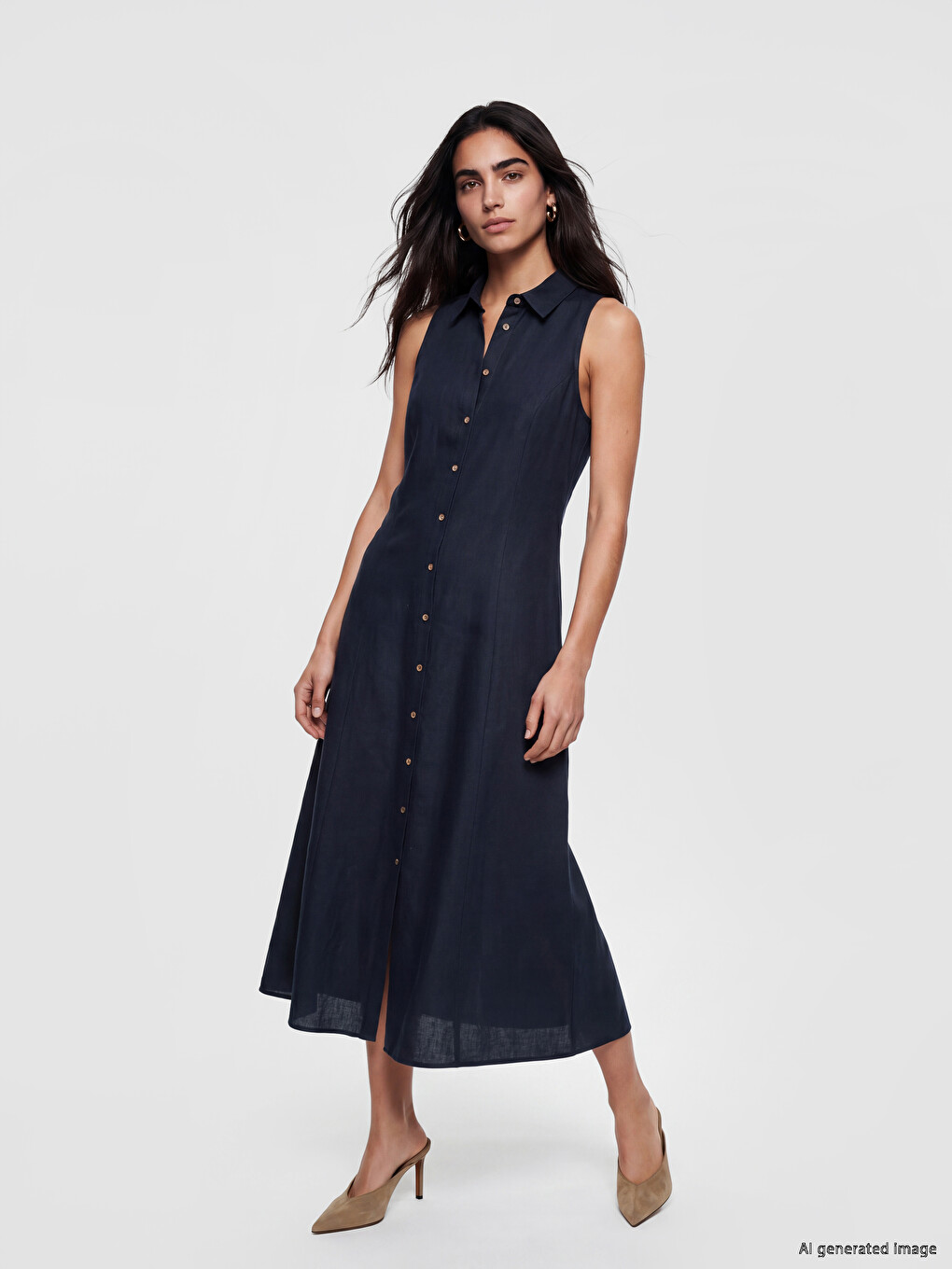 Linen Blend Shirt Dress