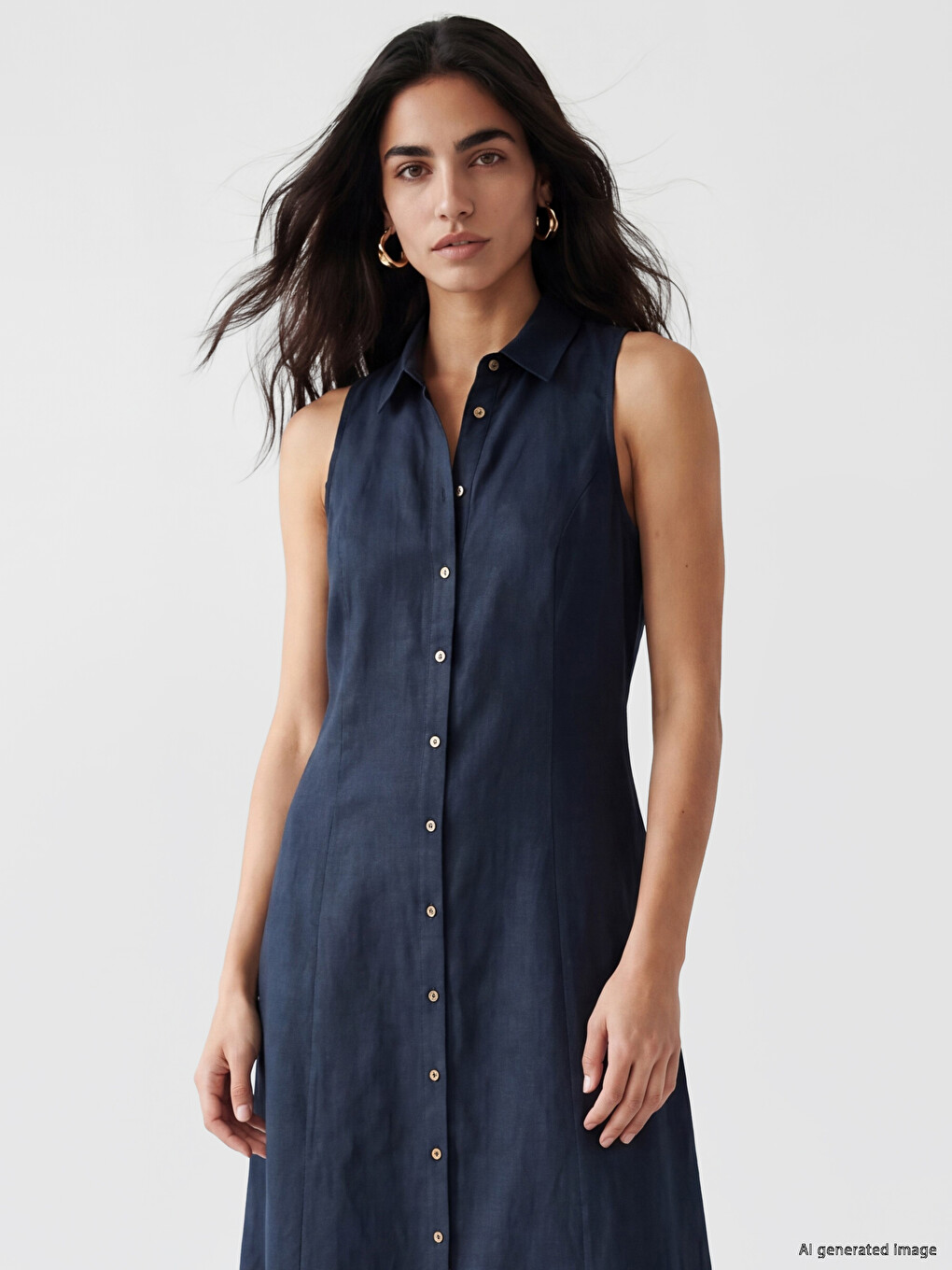 Linen Blend Shirt Dress-1