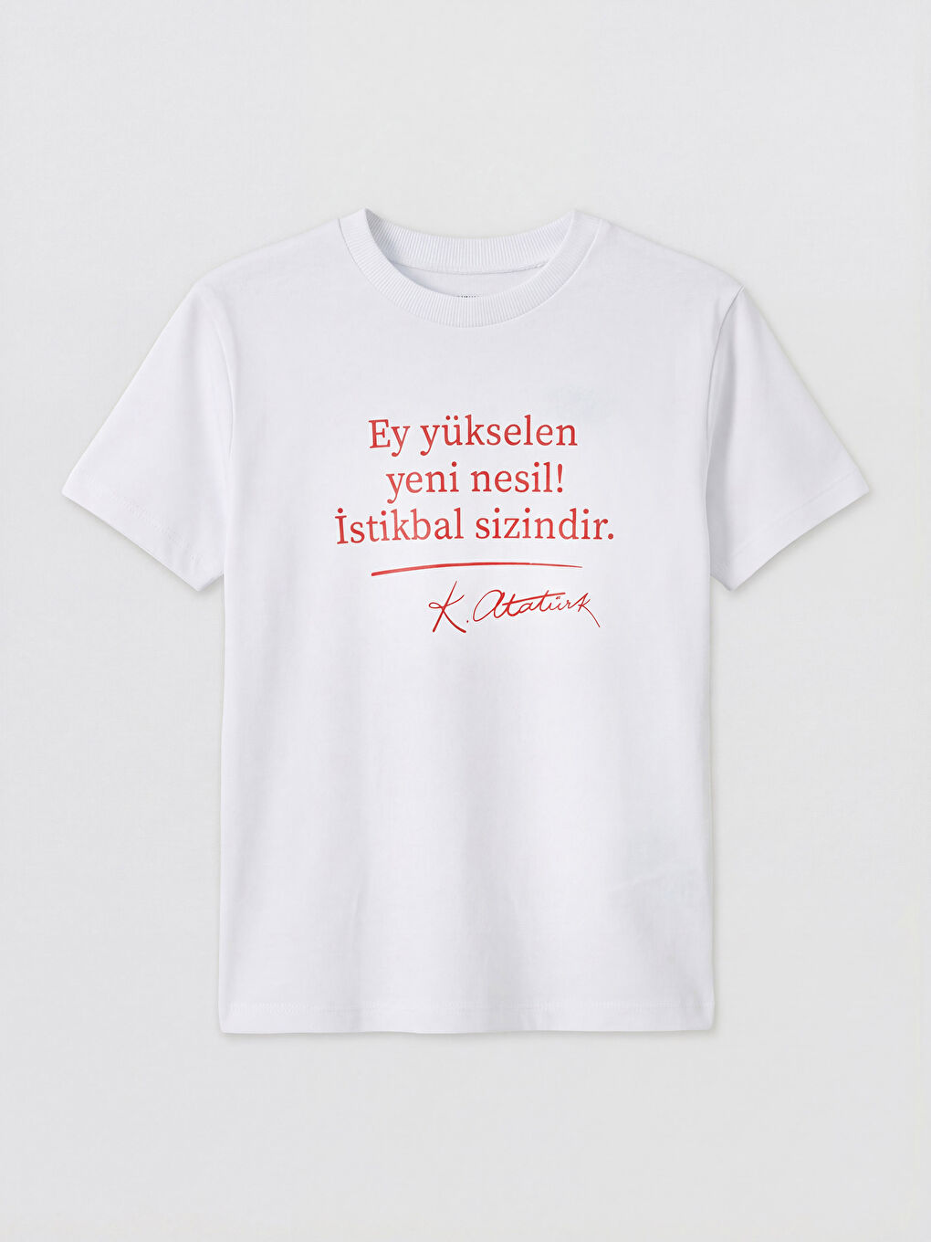 Ekru Atatürk Baskılı Erkek Çocuk Tişört
