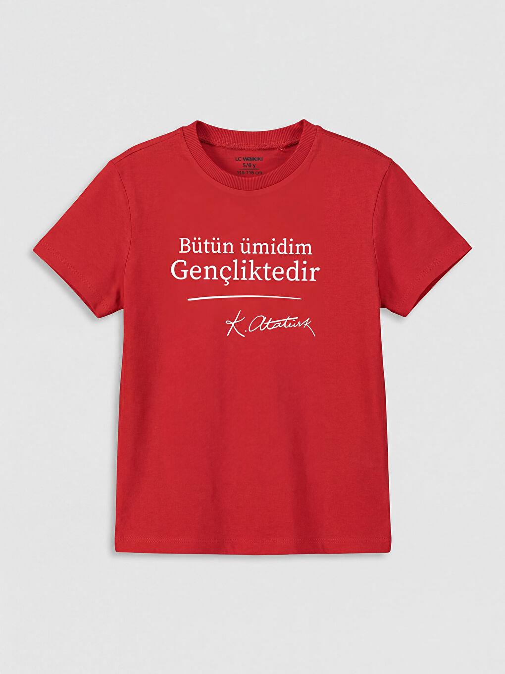 Kırmızı Atatürk Baskılı Erkek Çocuk Tişört