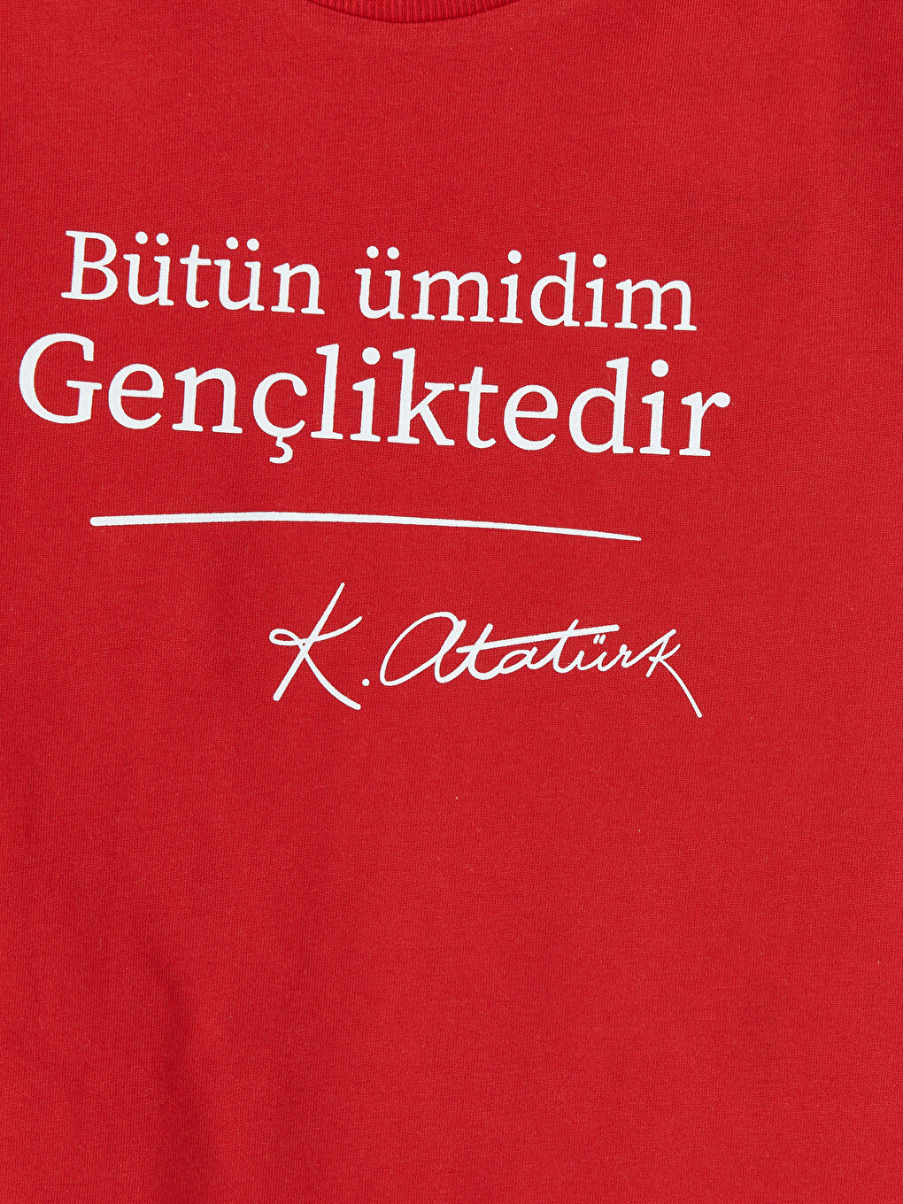 Kırmızı Atatürk Baskılı Erkek Çocuk Tişört-2