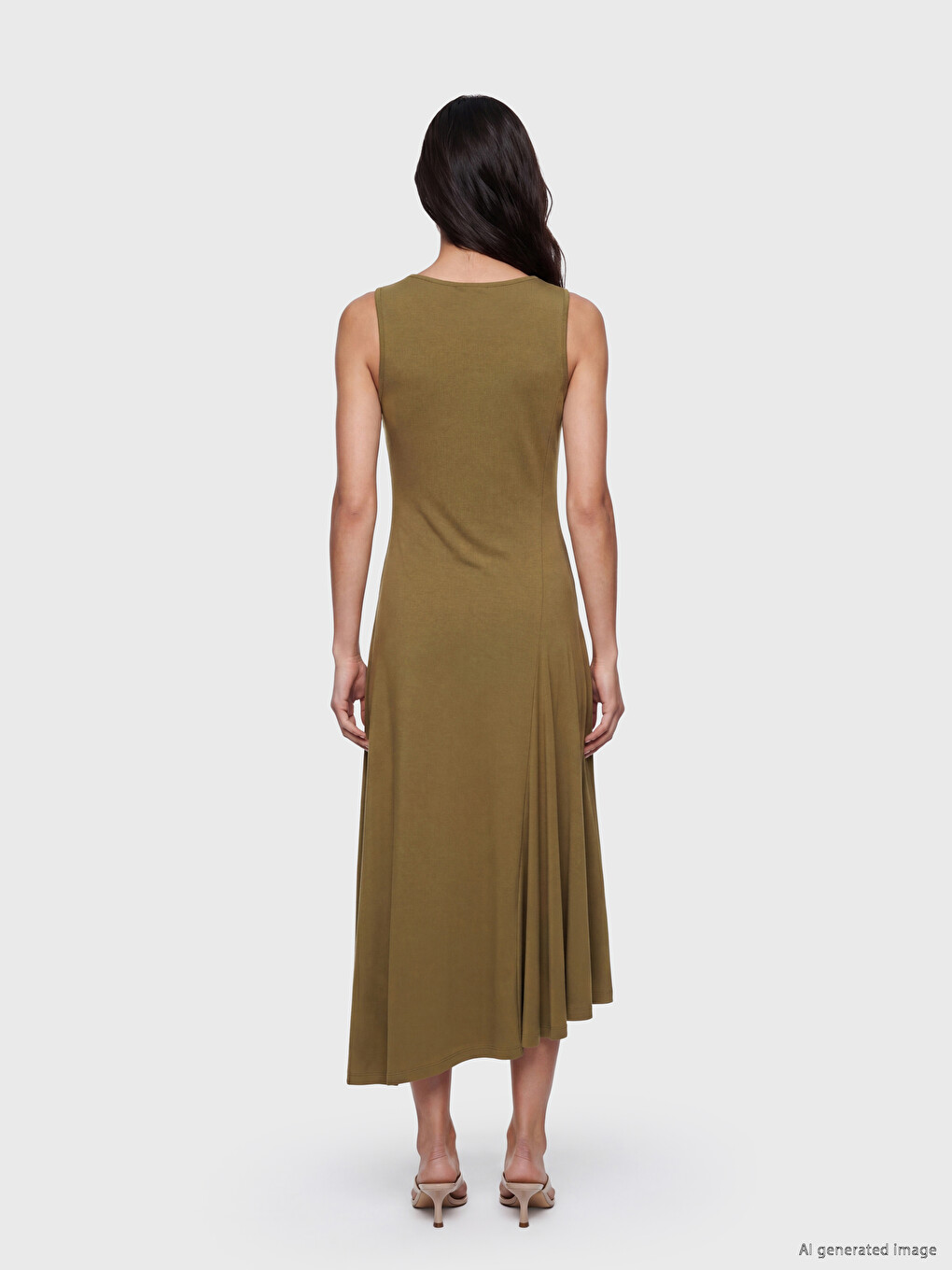 Asymmetric Cut Modal Blend Dress-3