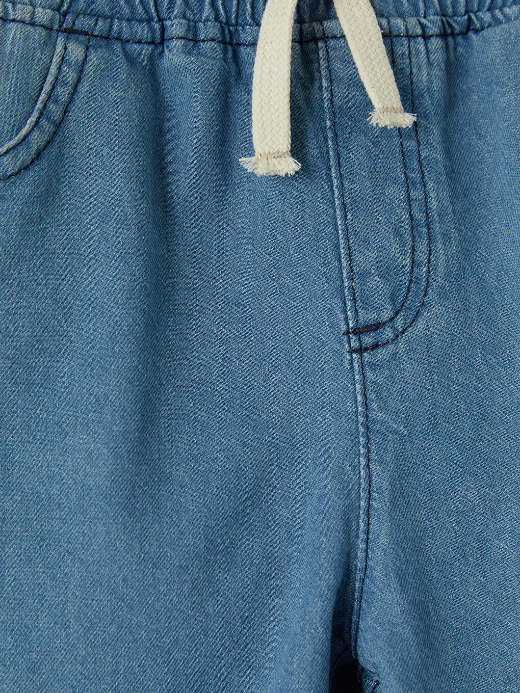 İndigo Beli Lastikli Erkek Çocuk Jean Şort-3
