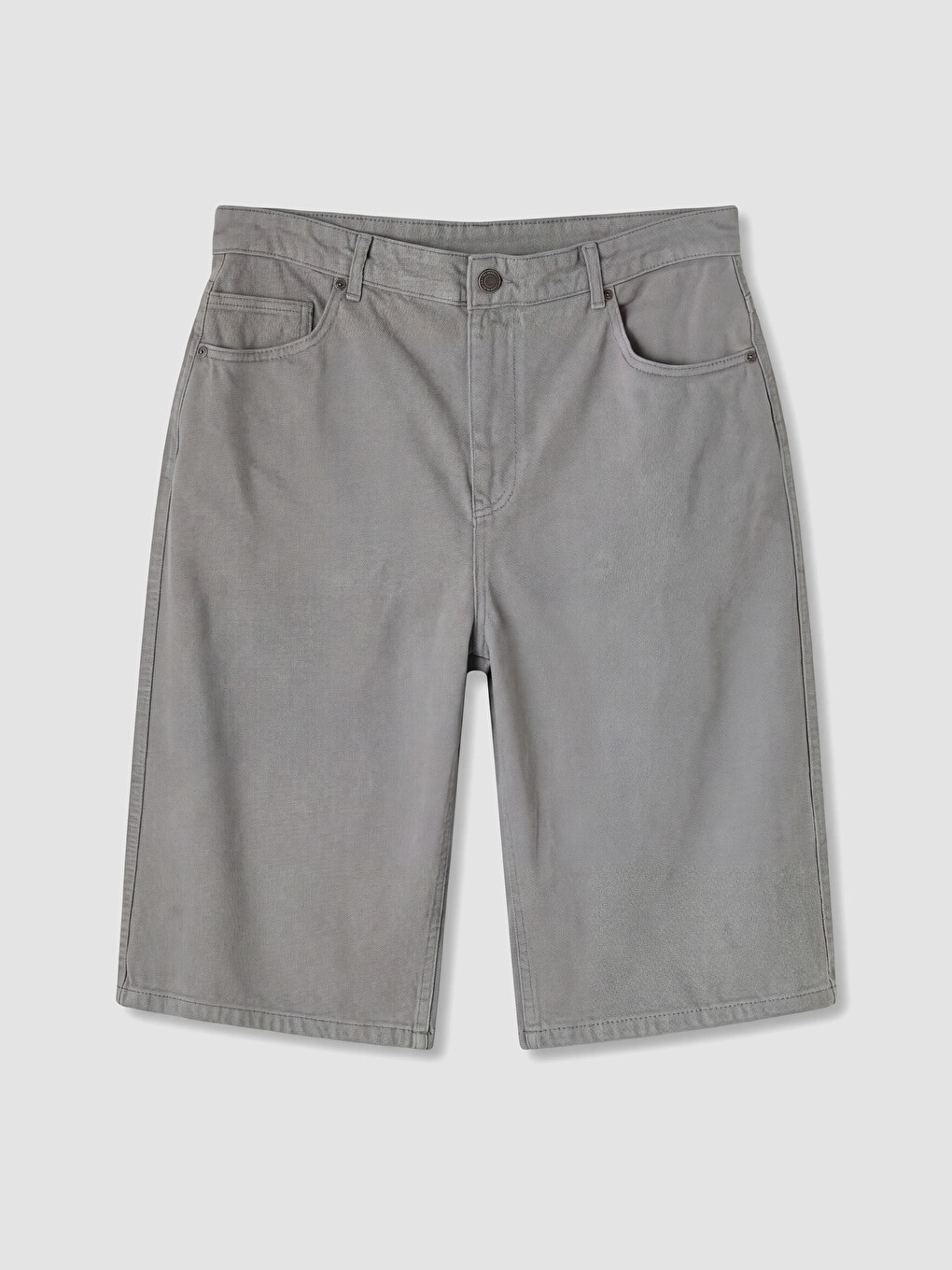 Gri Relax Fit Gabardin Erkek Şort