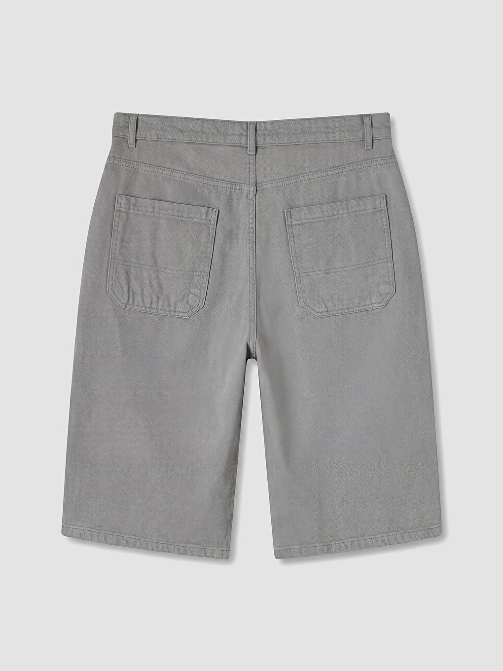 Gri Relax Fit Gabardin Erkek Şort-2
