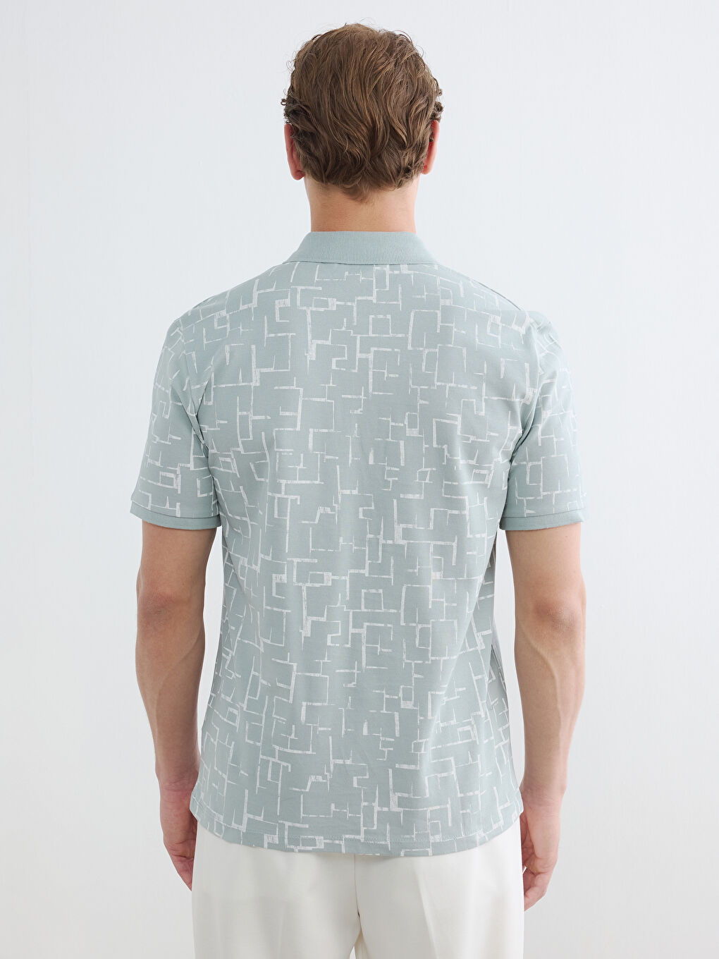 Polo Collar Patterned Pique Men's T-Shirt-3