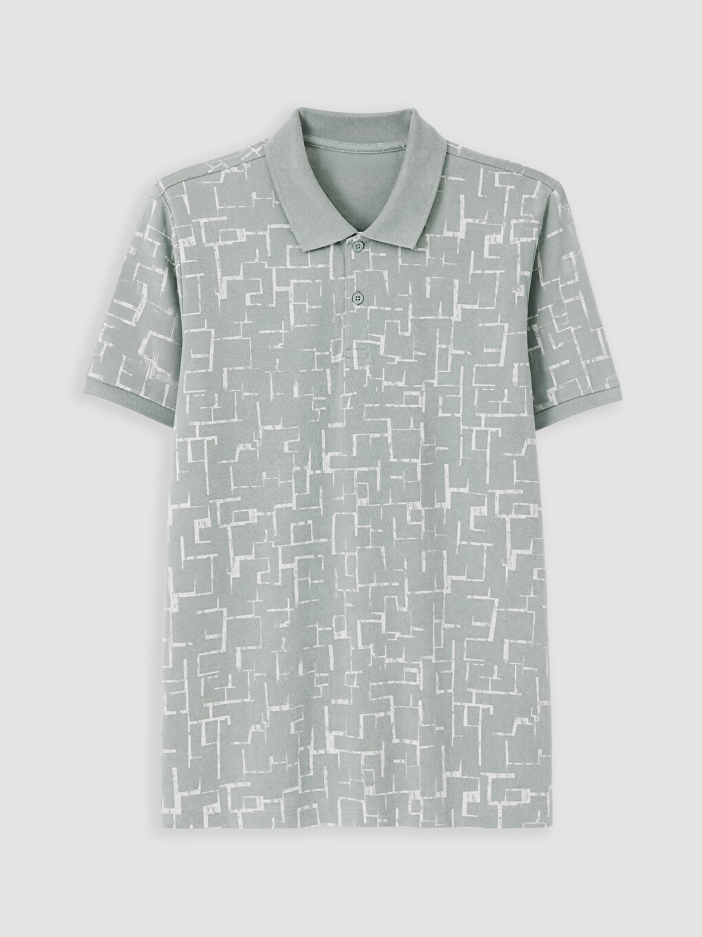 Polo Collar Patterned Pique Men's T-shirt-4