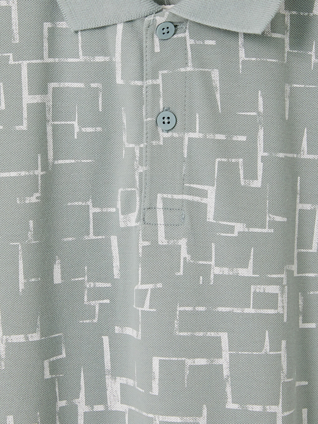 Polo Collar Patterned Pique Men's T-shirt-5