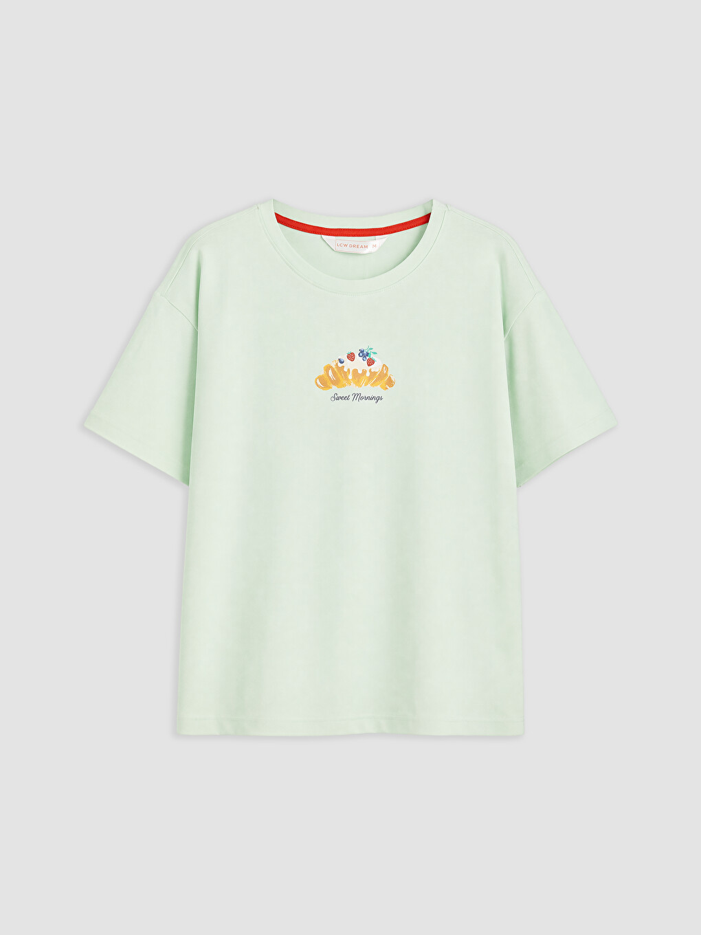 Yeşil Bisiklet Yaka Baskılı Kadın Pijama Takım-1
