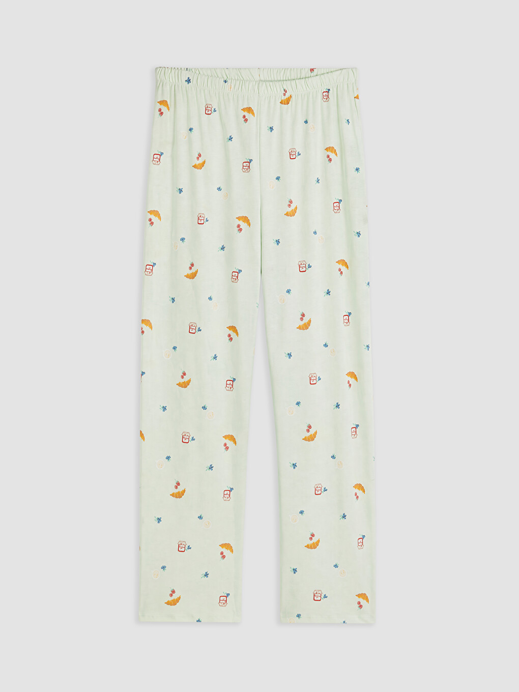 Yeşil Bisiklet Yaka Baskılı Kadın Pijama Takım-2