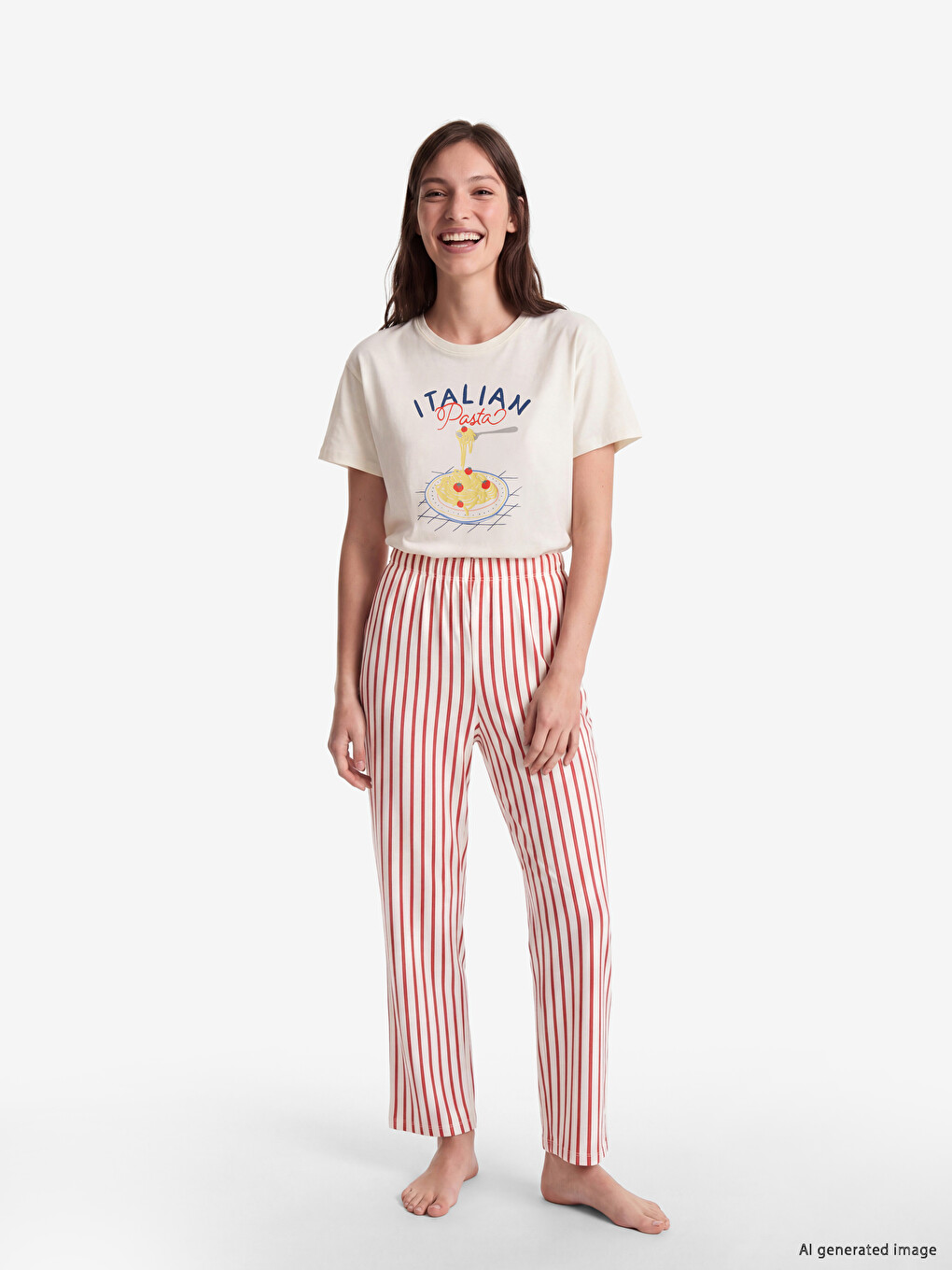 Crew Neck Printed Women's Pyjamas Set