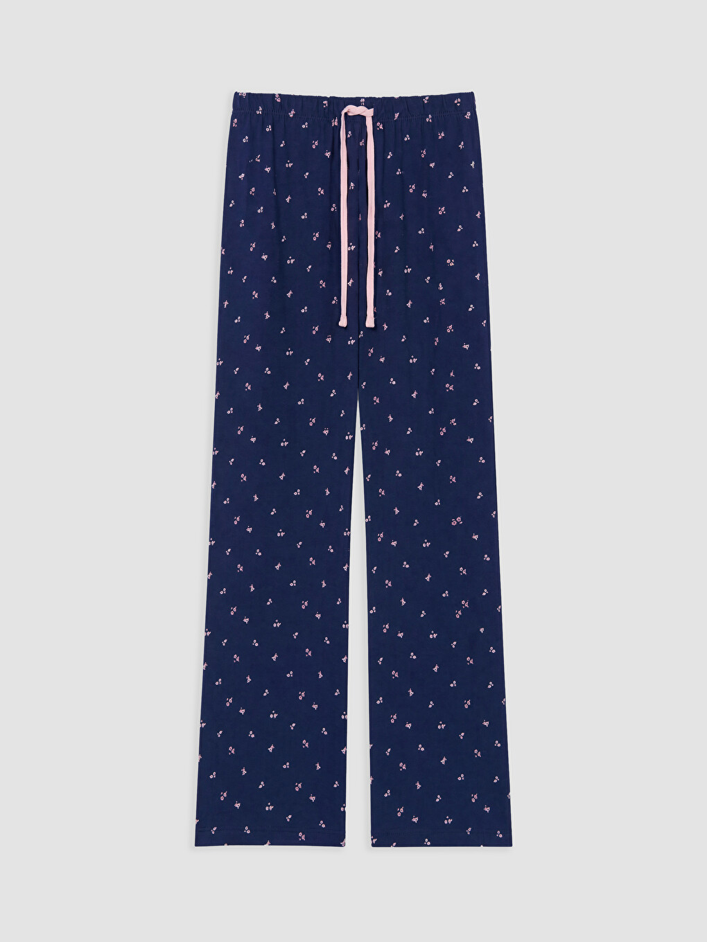 Lacivert Bisiklet Yaka Baskılı Kadın Pijama Takımı-3
