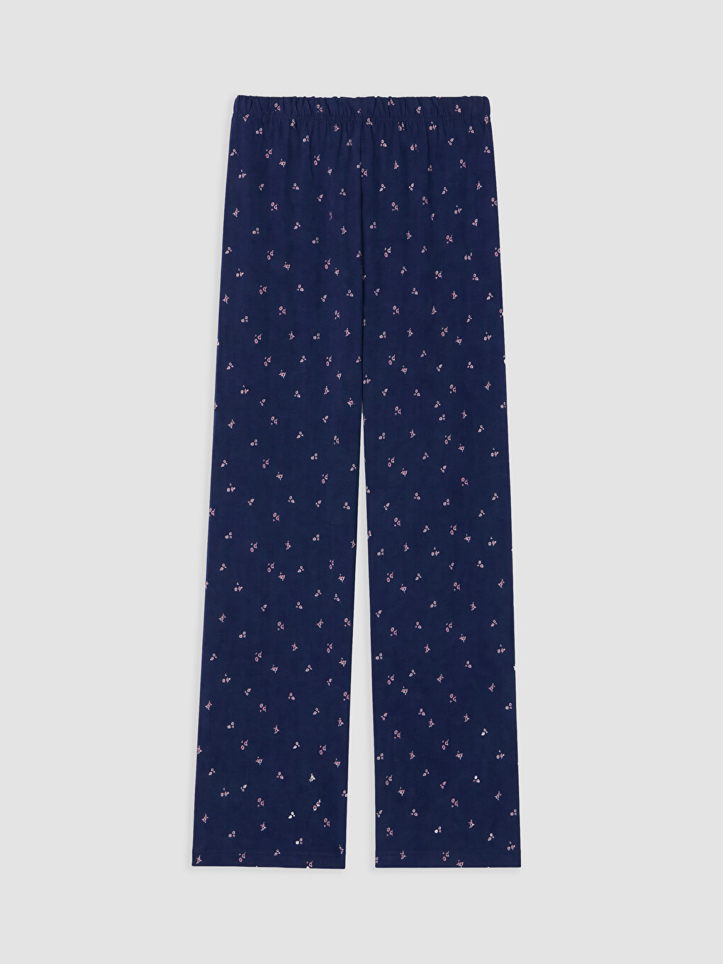 Lacivert Bisiklet Yaka Baskılı Kadın Pijama Takımı-4