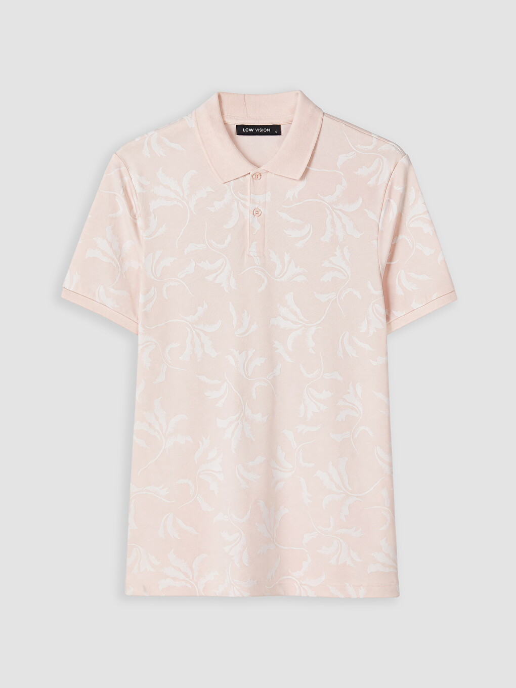 Pembe Polo Yaka Desenli Pike Erkek Tişört