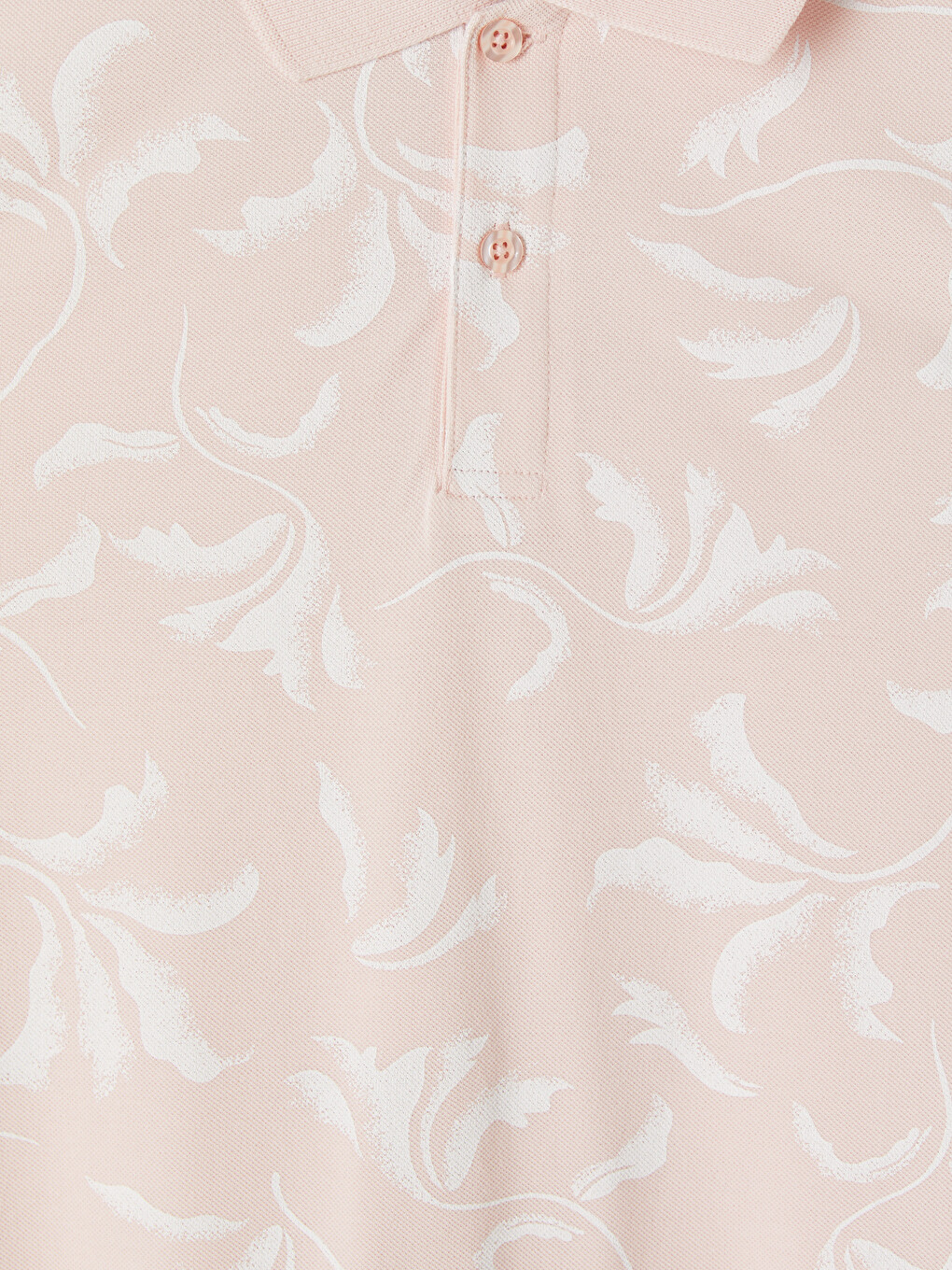 Pembe Polo Yaka Desenli Pike Erkek Tişört-1