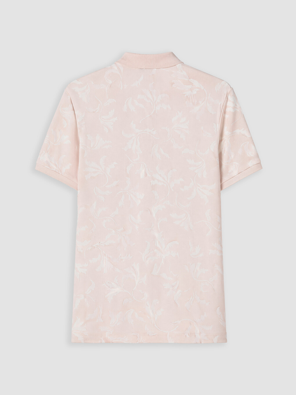 Pembe Polo Yaka Desenli Pike Erkek Tişört-2