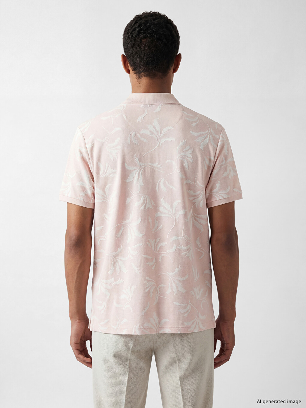 T-shirt pique i stampuar me jakë polo për burra-3