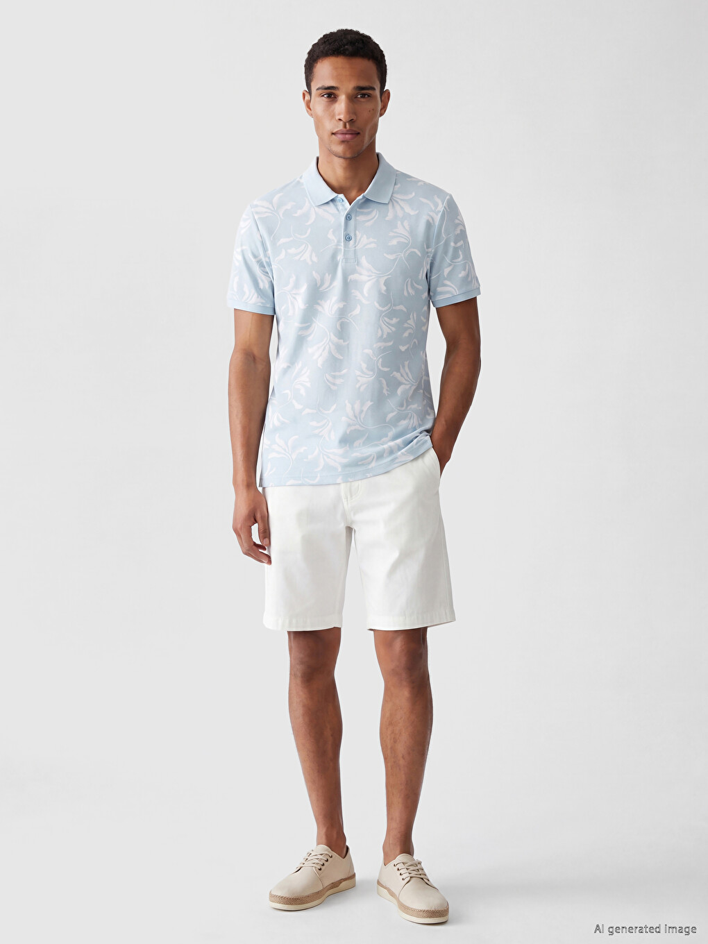 Polo Collar Printed Pique Men's T-shirt-1