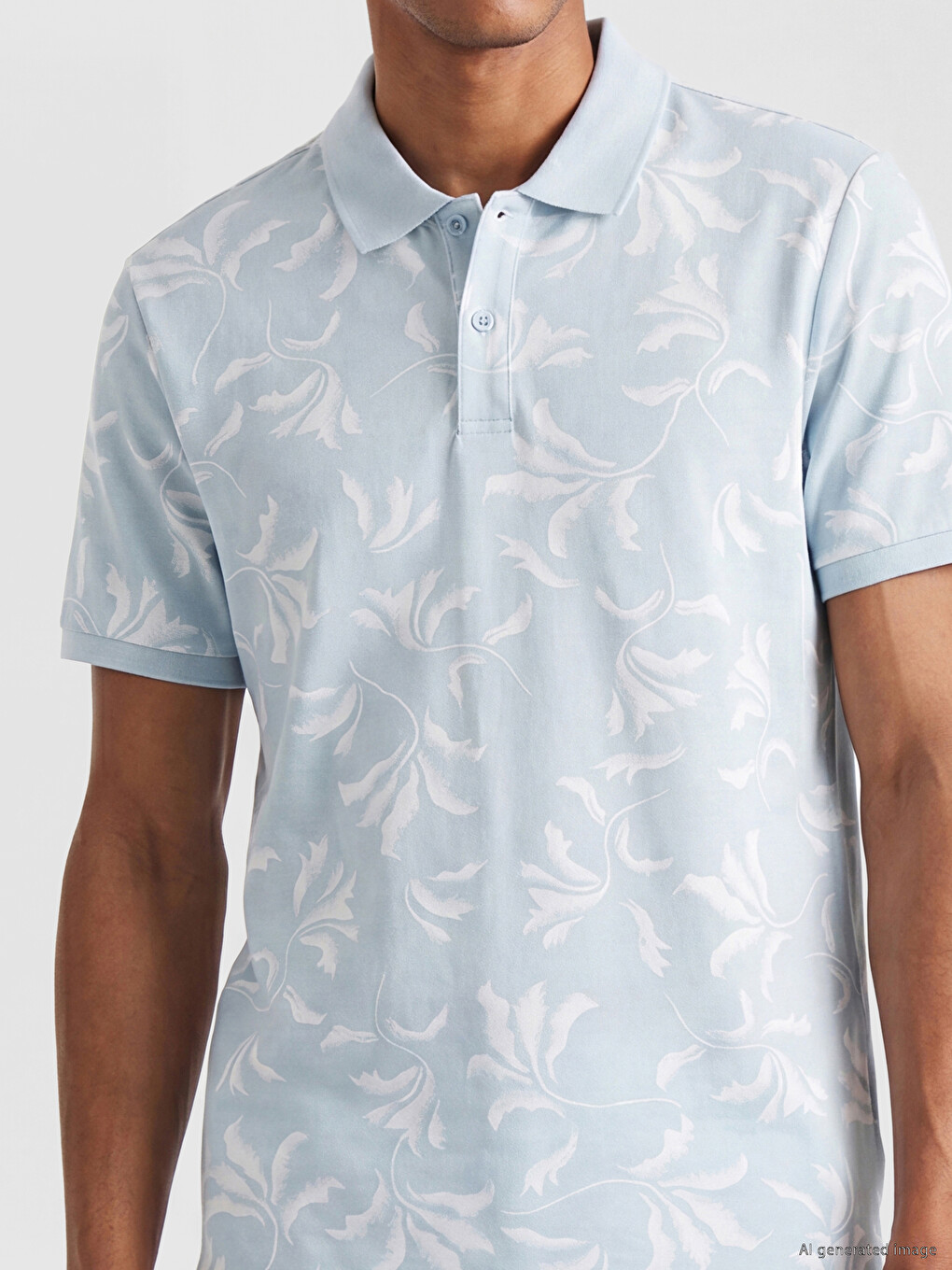 Polo Collar Printed Pique Men's T-shirt-2