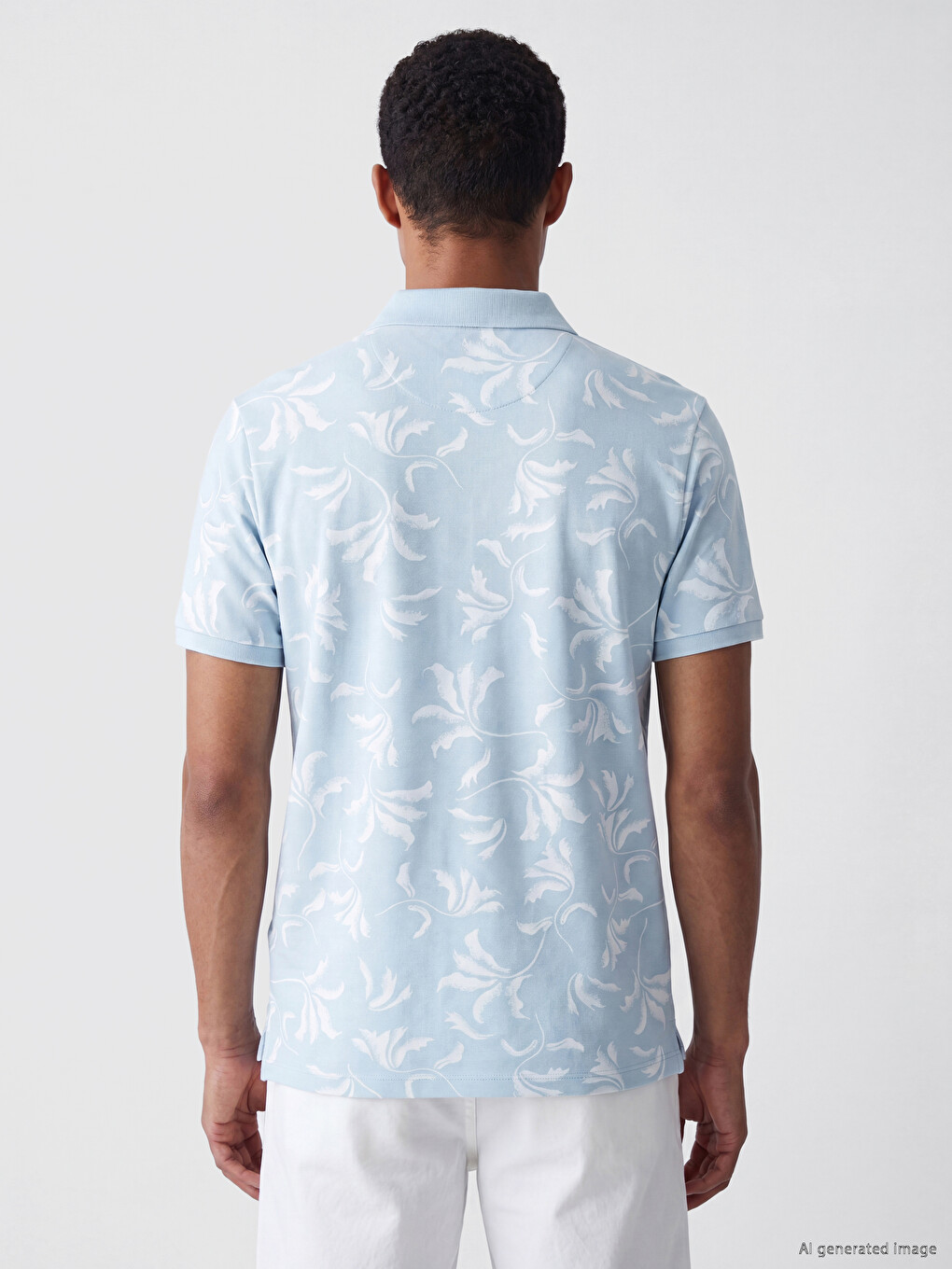 Polo Collar Printed Pique Men's T-shirt-3