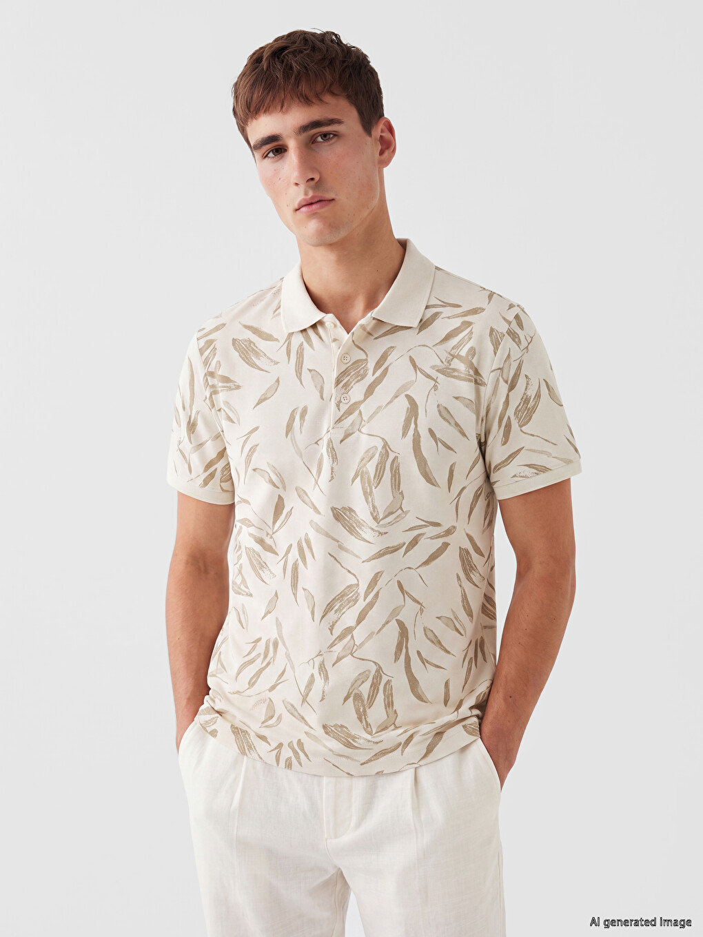 Polo Collar Patterned Pique Men's T-Shirt
