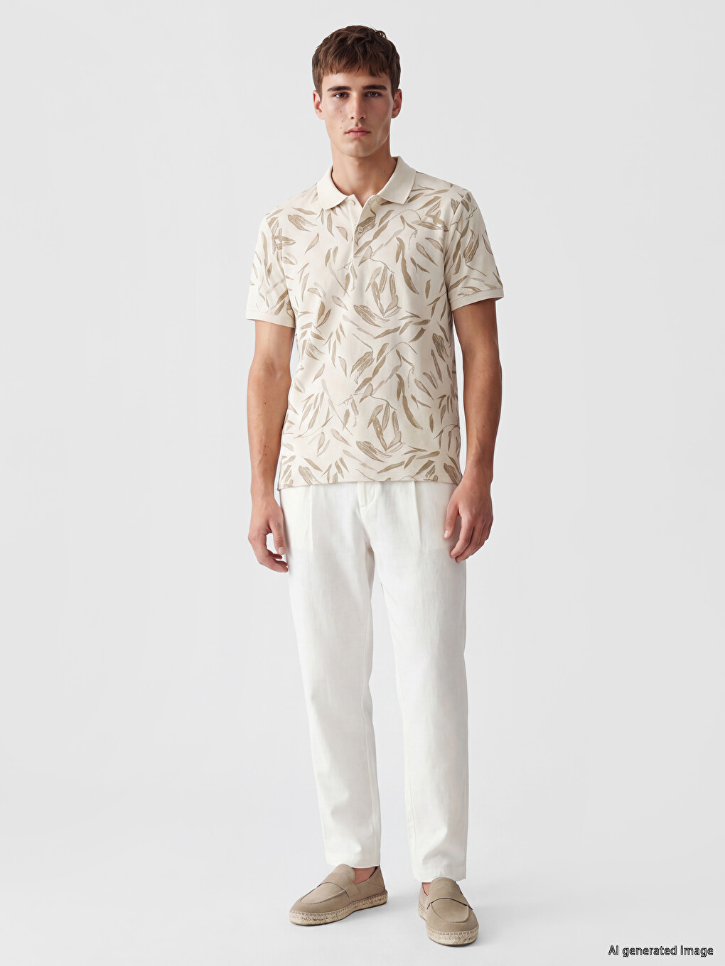 Polo Collar Patterned Pique Men's T-Shirt-1