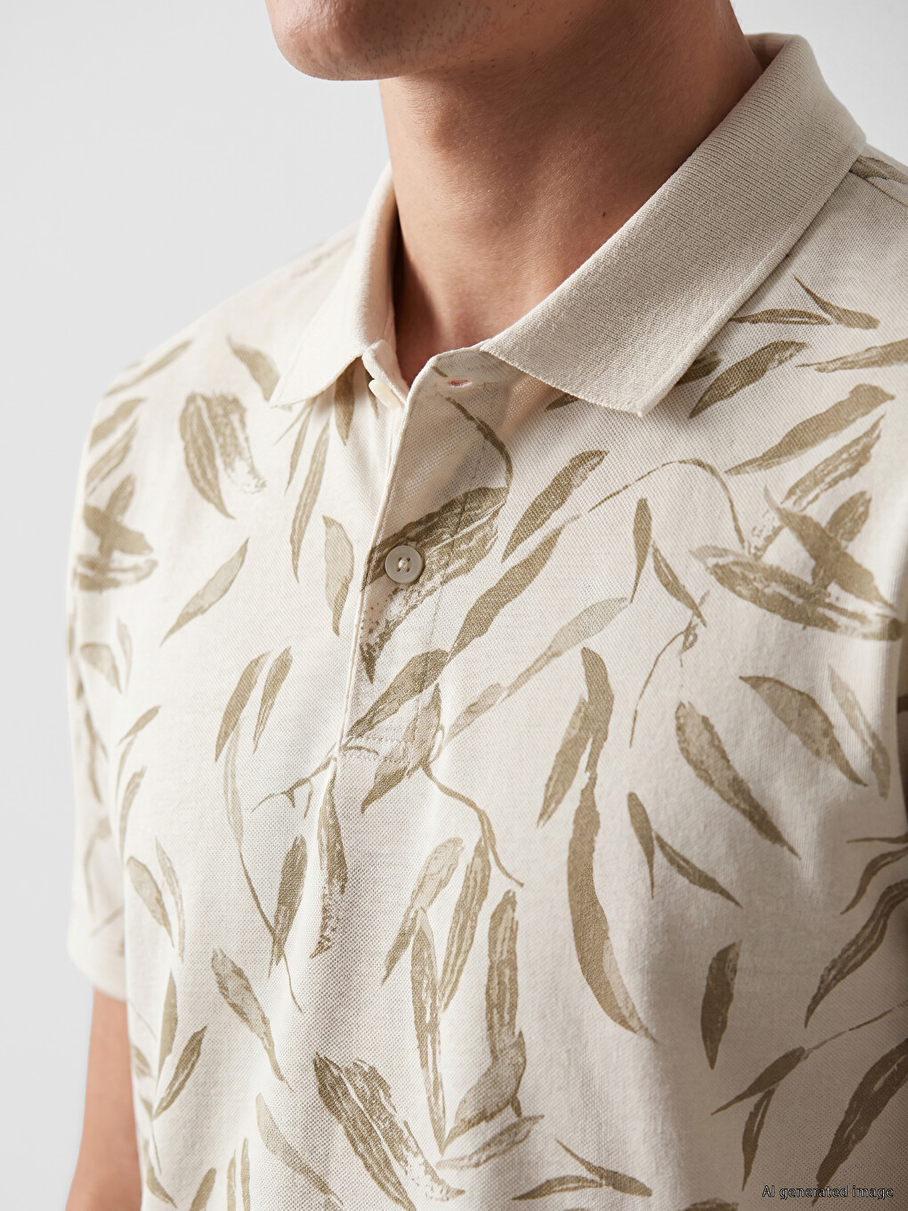 Polo Collar Patterned Pique Men's T-Shirt-2