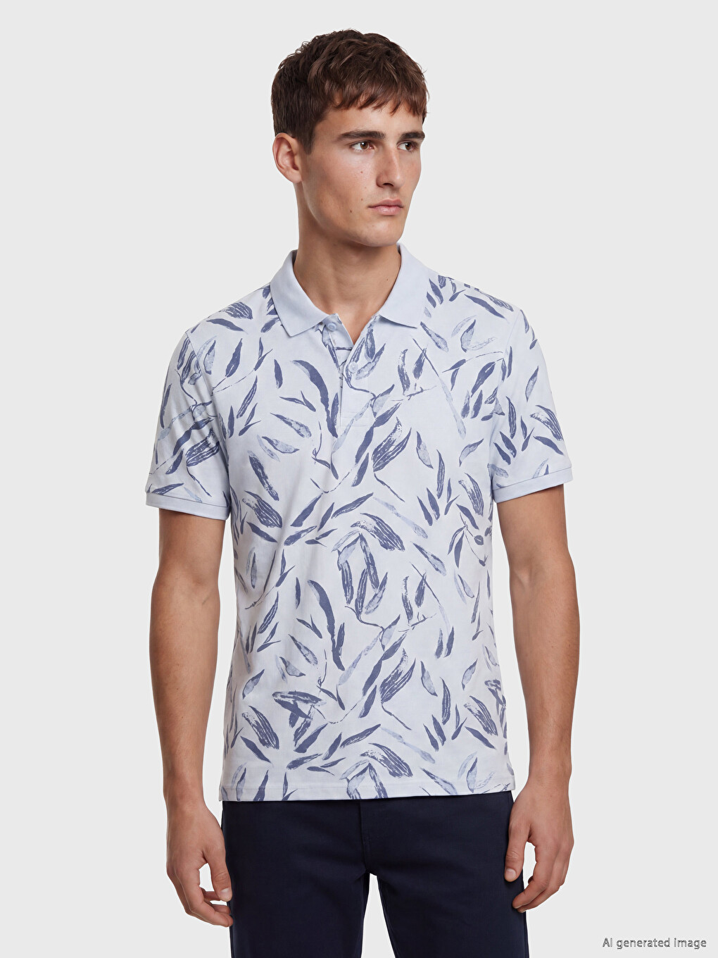 Polo Collar Patterned Pique Men's T-shirt