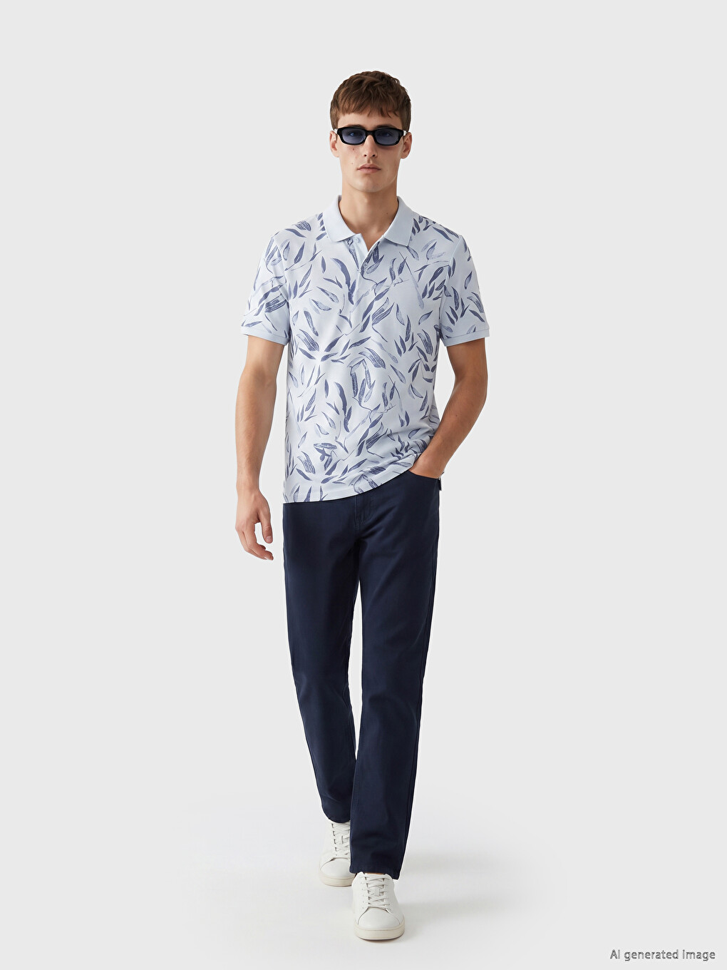 Polo Collar Patterned Pique Men's T-shirt-1