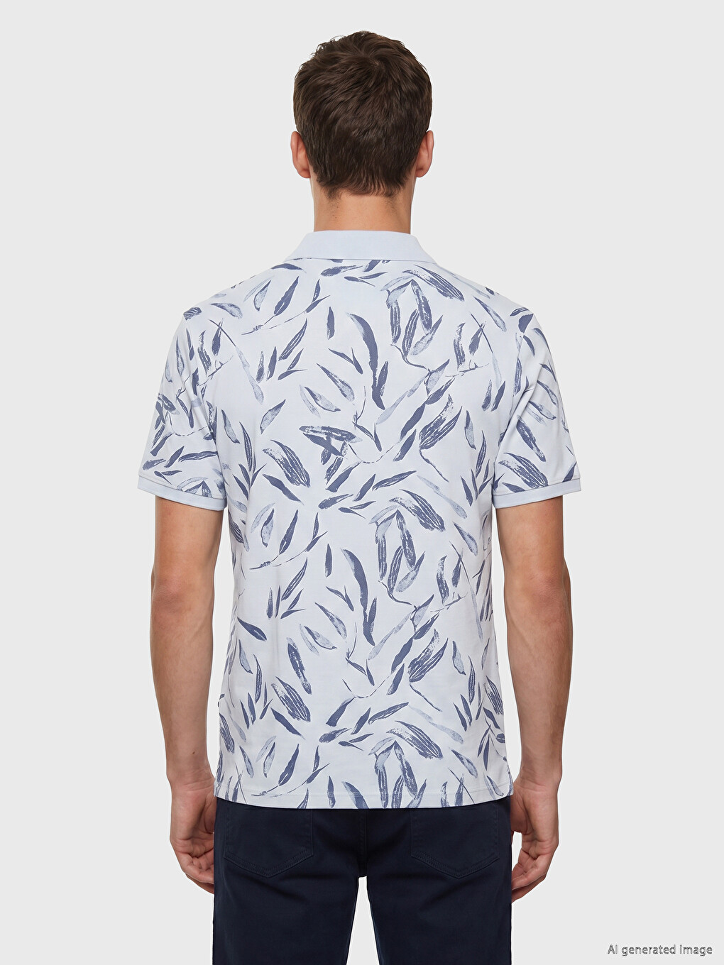 Polo Collar Patterned Pique Men's T-shirt-3