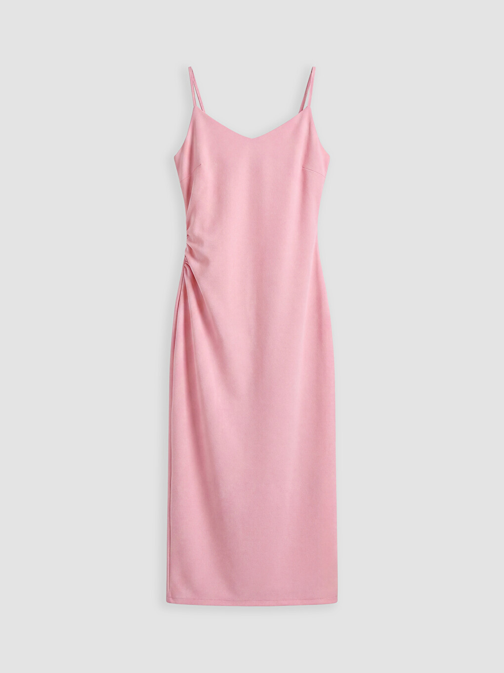 V Neck Strappy Ruched Crepe Dress-4