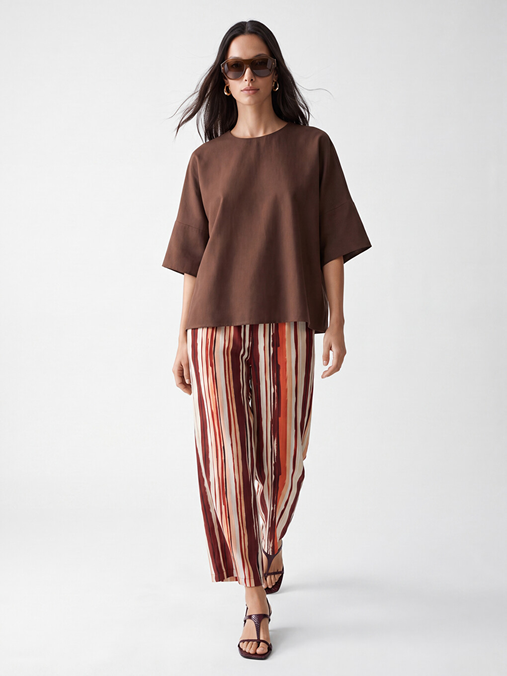 Elastic Waist Striped Women's Trousers