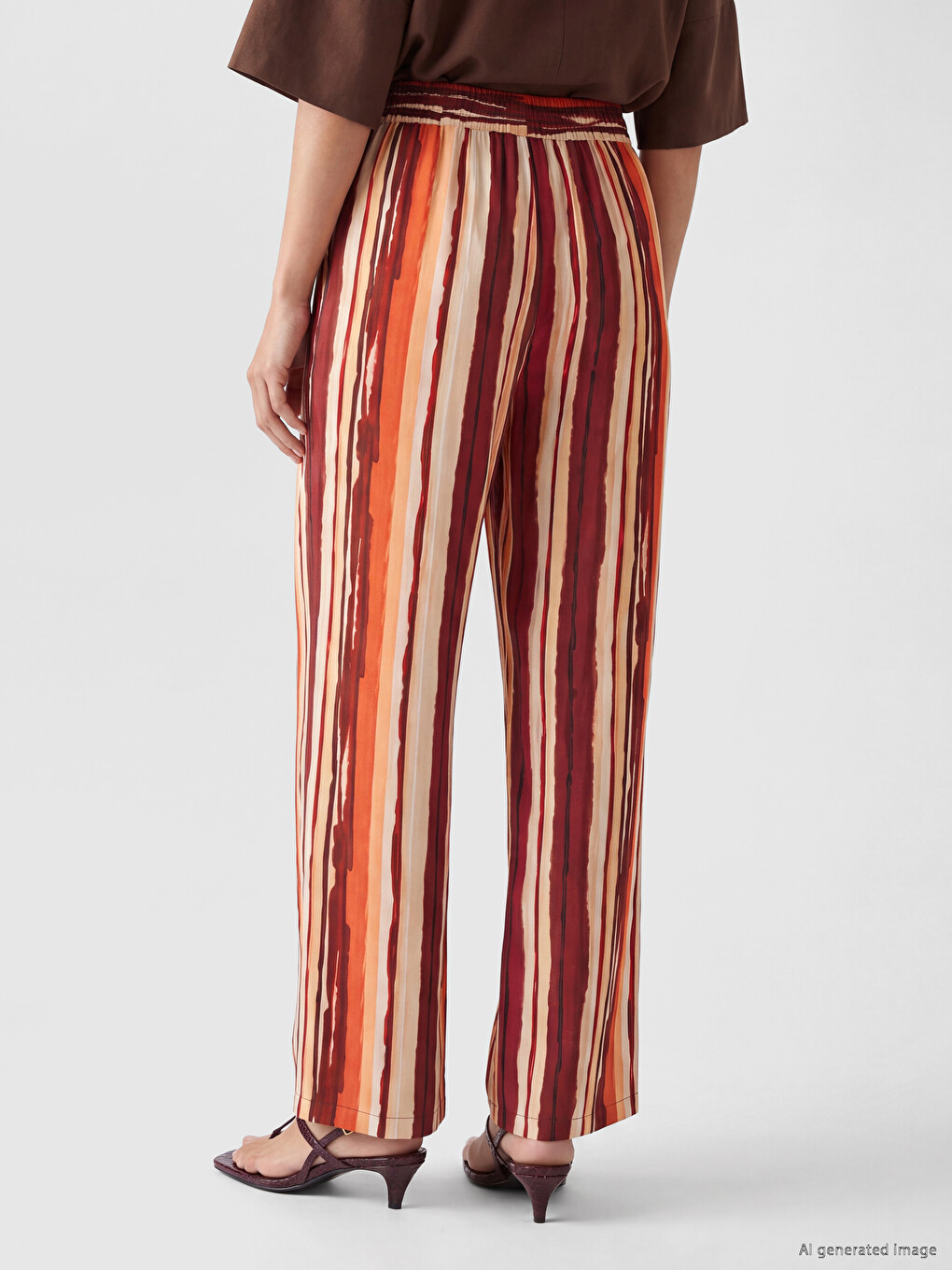 Elastic Waist Striped Women's Trousers-2