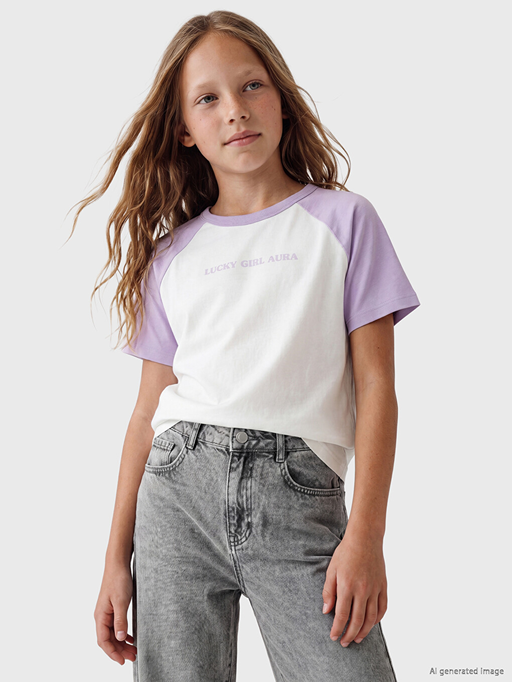 Text Printed Girls' T-Shirt