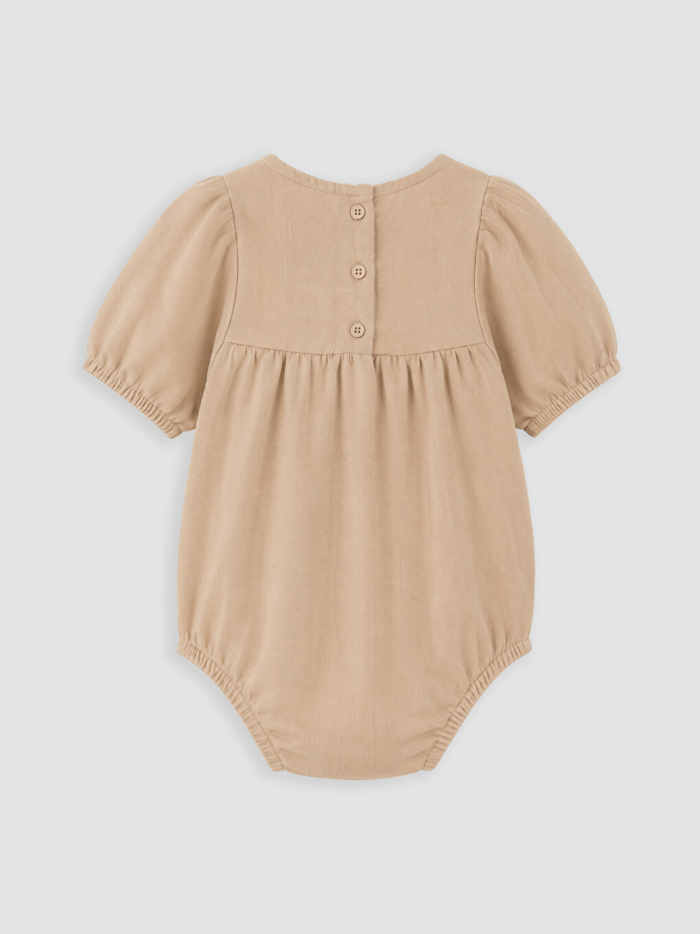Bej Bisiklet Yaka Nakışlı Kız Bebek Çıtçıtlı Body-2