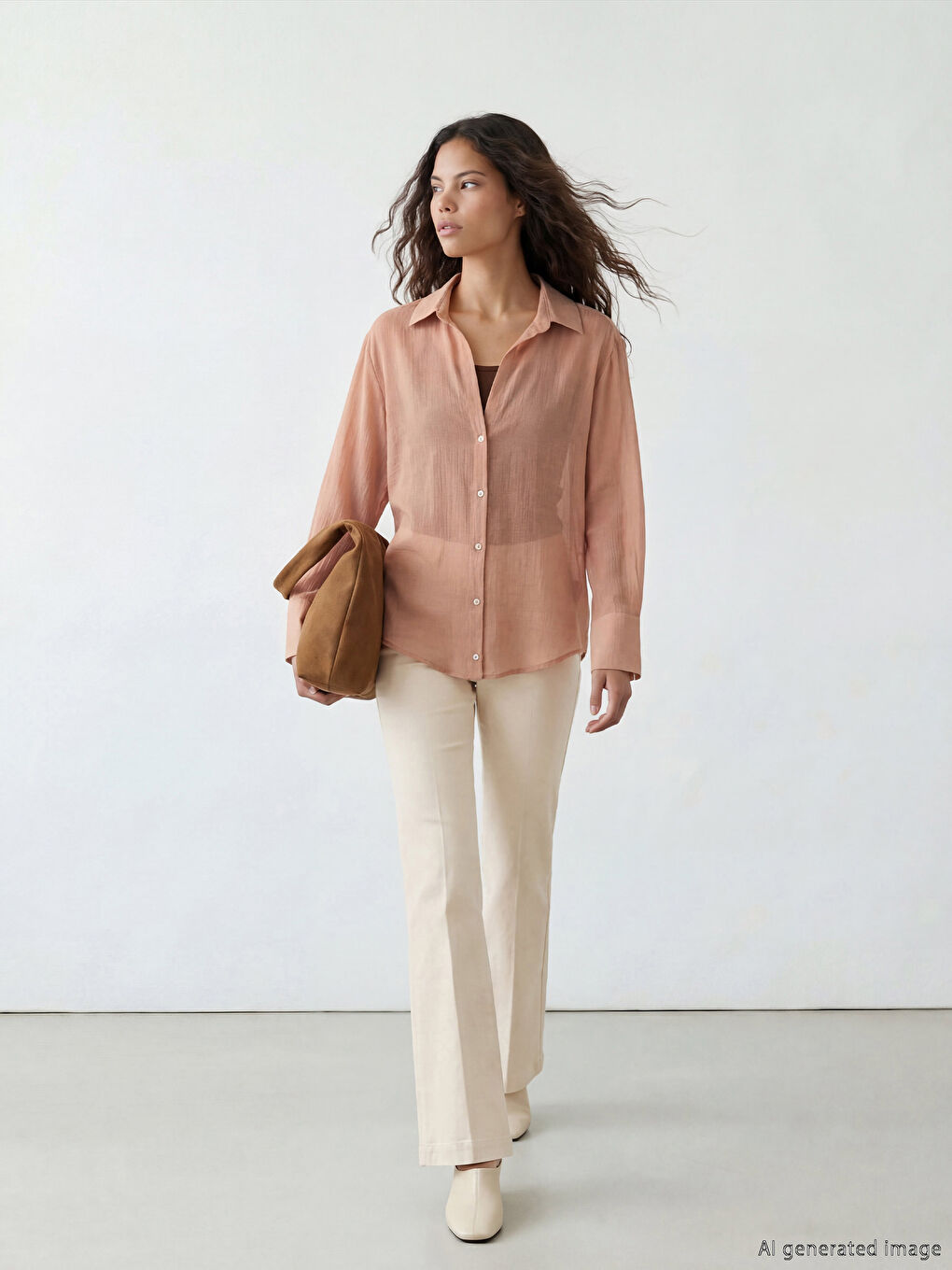 Pembe Regular Fit Kadın Gömlek-1