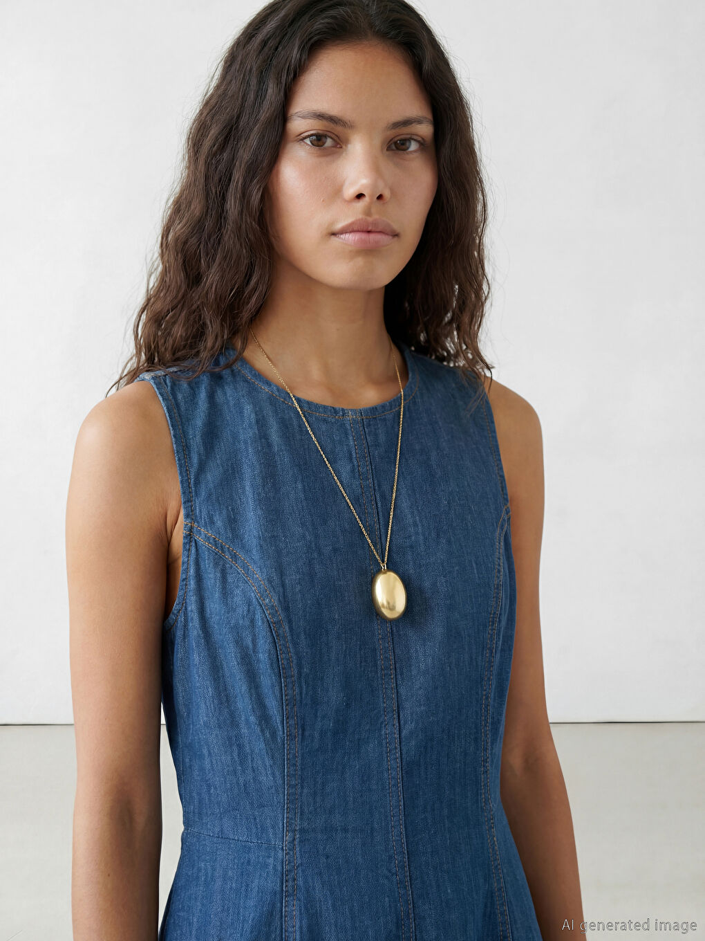 Mavi Bisiklet Yaka Belden Oturtmalı Jean Elbise-2